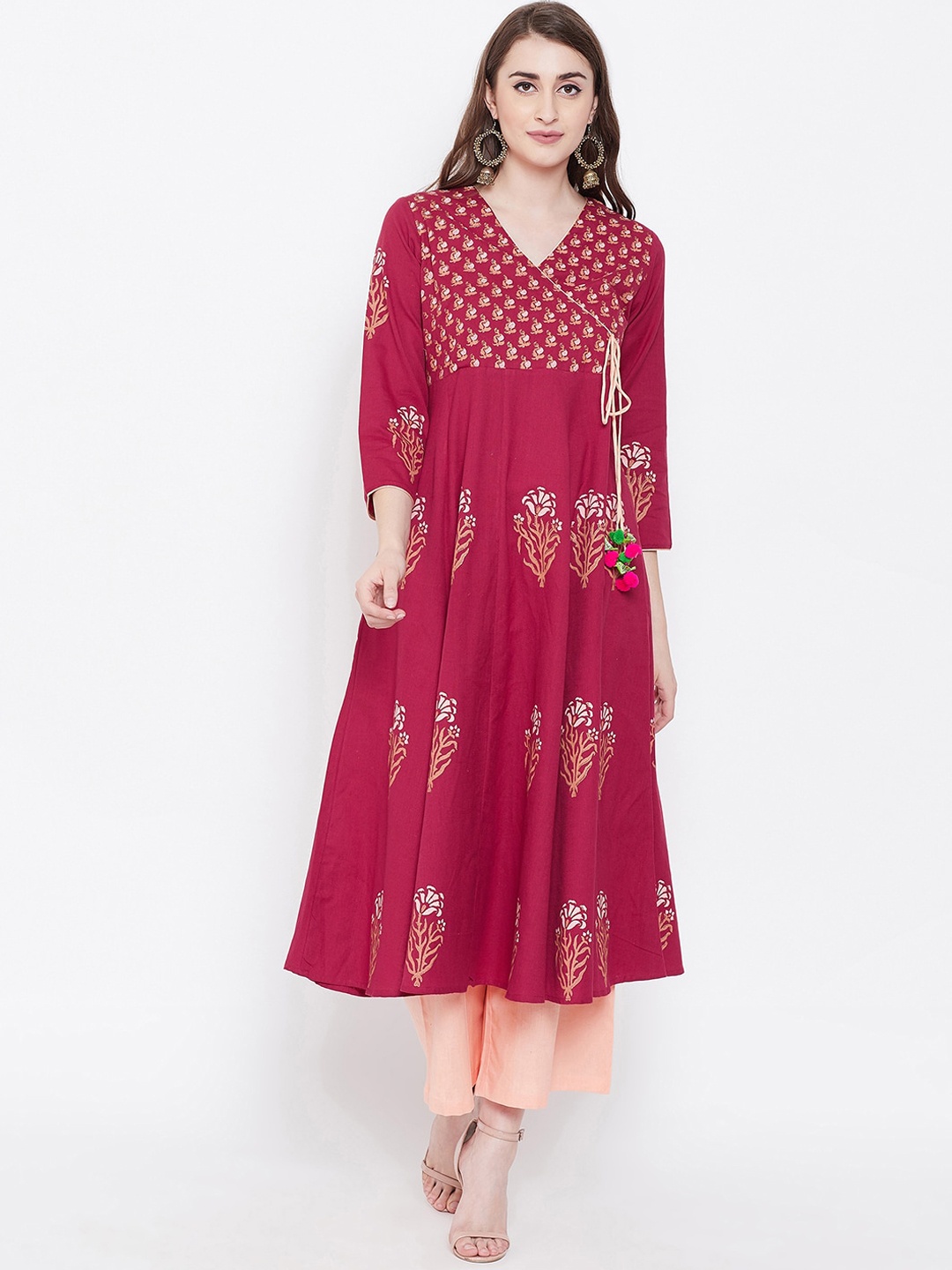 Bitterlime Women Maroon & White Ethnic Motifs Embroidered Block Print Anarkali Kurta
Bitterlime Women Maroon & White Ethnic Motifs Embroidered Block Print Anarkali Kurta