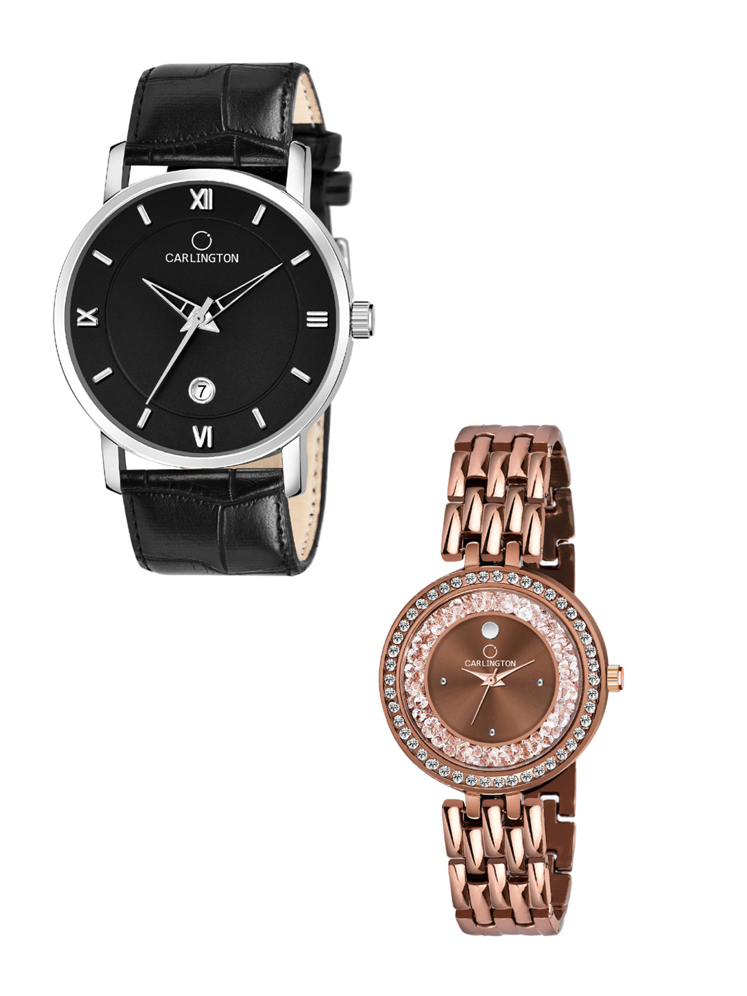CARLINGTON His & Her Black Embellished Dial & Leather Bracelet Style Straps Analogue Watch
CARLINGTON His & Her Black Embellished Dial & Leather Bracelet Style Straps Analogue Watch