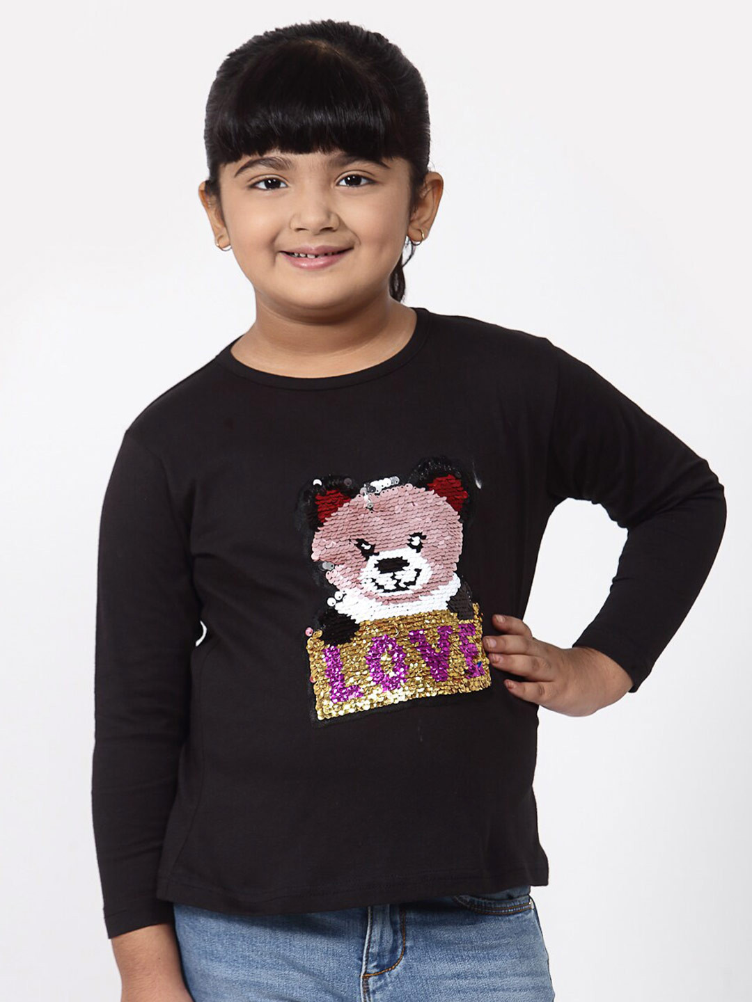 NYNSH Girls Black Embellished T-shirt 
NYNSH Girls Black Embellished T-shirt