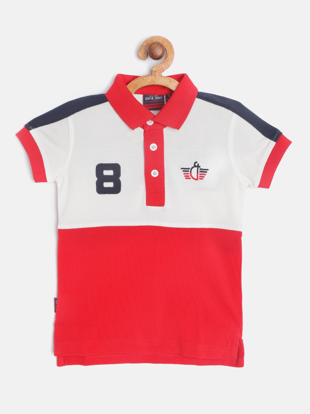 Gini and Jony Boys Red White Cotton Colourblocked Polo Collar Applique Detail Pure Cotton T-shirt
Gini and Jony Boys Red White Cotton Colourblocked Polo Collar Applique Detail Pure Cotton T-shirt