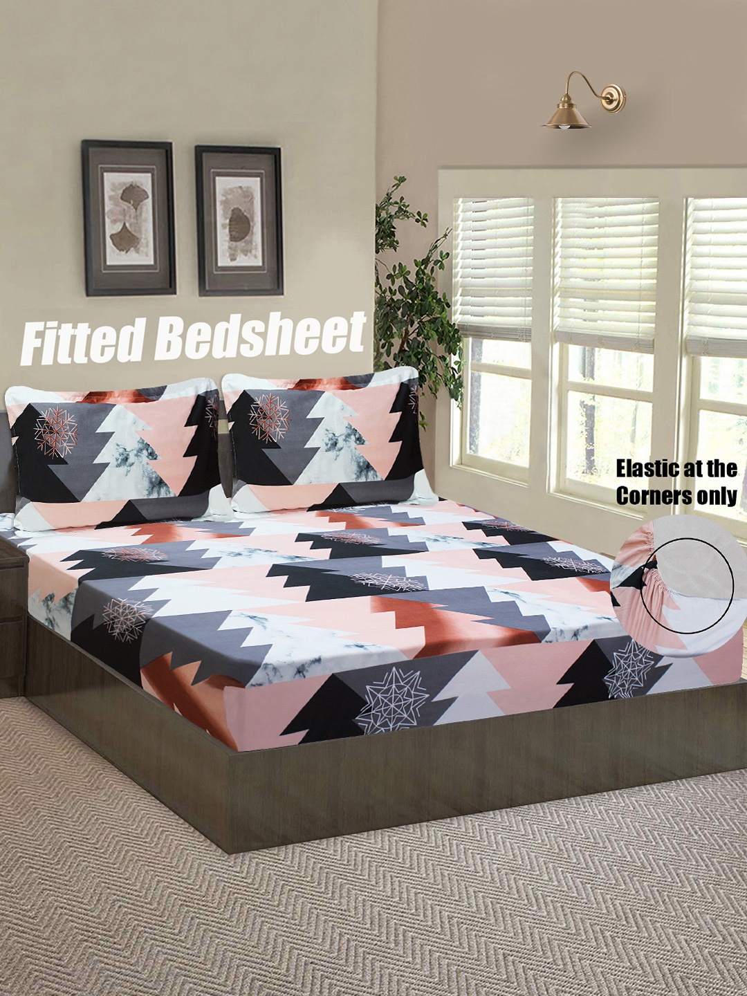 Good Homes by Home Candy Multicoloured Geometric 144 TC Queen Bedsheet & 2 Pillow Covers, Multi
Good Homes by Home Candy Multicoloured Geometric 144 TC Queen Bedsheet & 2 Pillow Covers, Multi