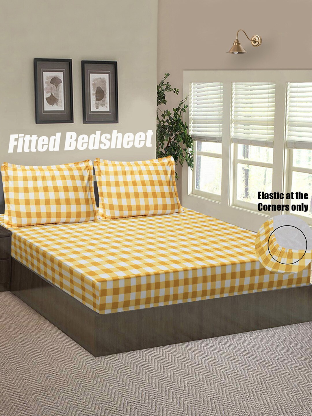 Good Homes by Home Candy Yellow & White Checked 144 TC Queen Bedsheet with 2 Pillow Covers
Good Homes by Home Candy Yellow & White Checked 144 TC Queen Bedsheet with 2 Pillow Covers