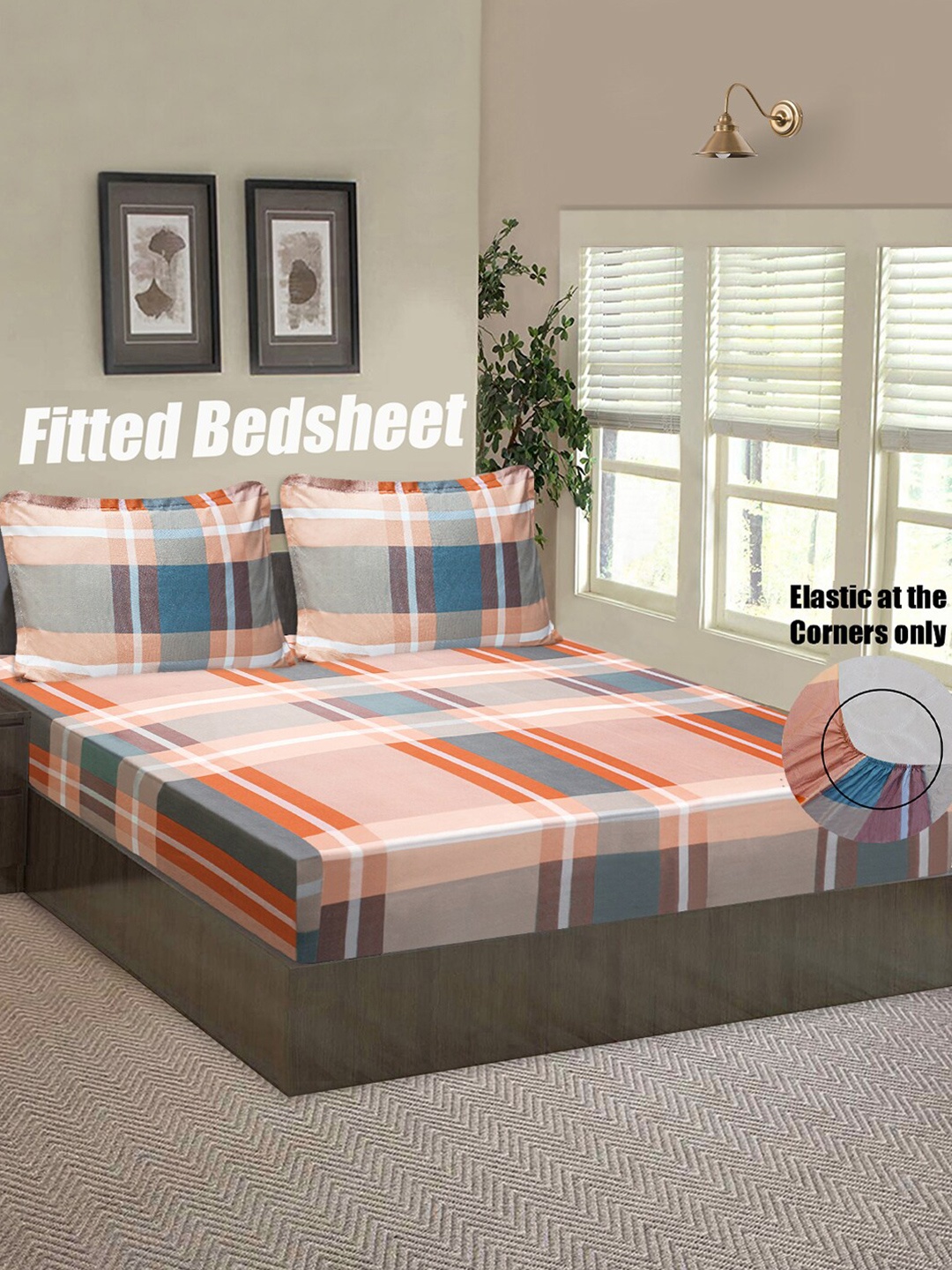 Good Homes by Home Candy Multicoloured Fitted 144 TC Queen Bedsheet with 2 Pillow Covers, Multi
Good Homes by Home Candy Multicoloured Fitted 144 TC Queen Bedsheet with 2 Pillow Covers, Multi