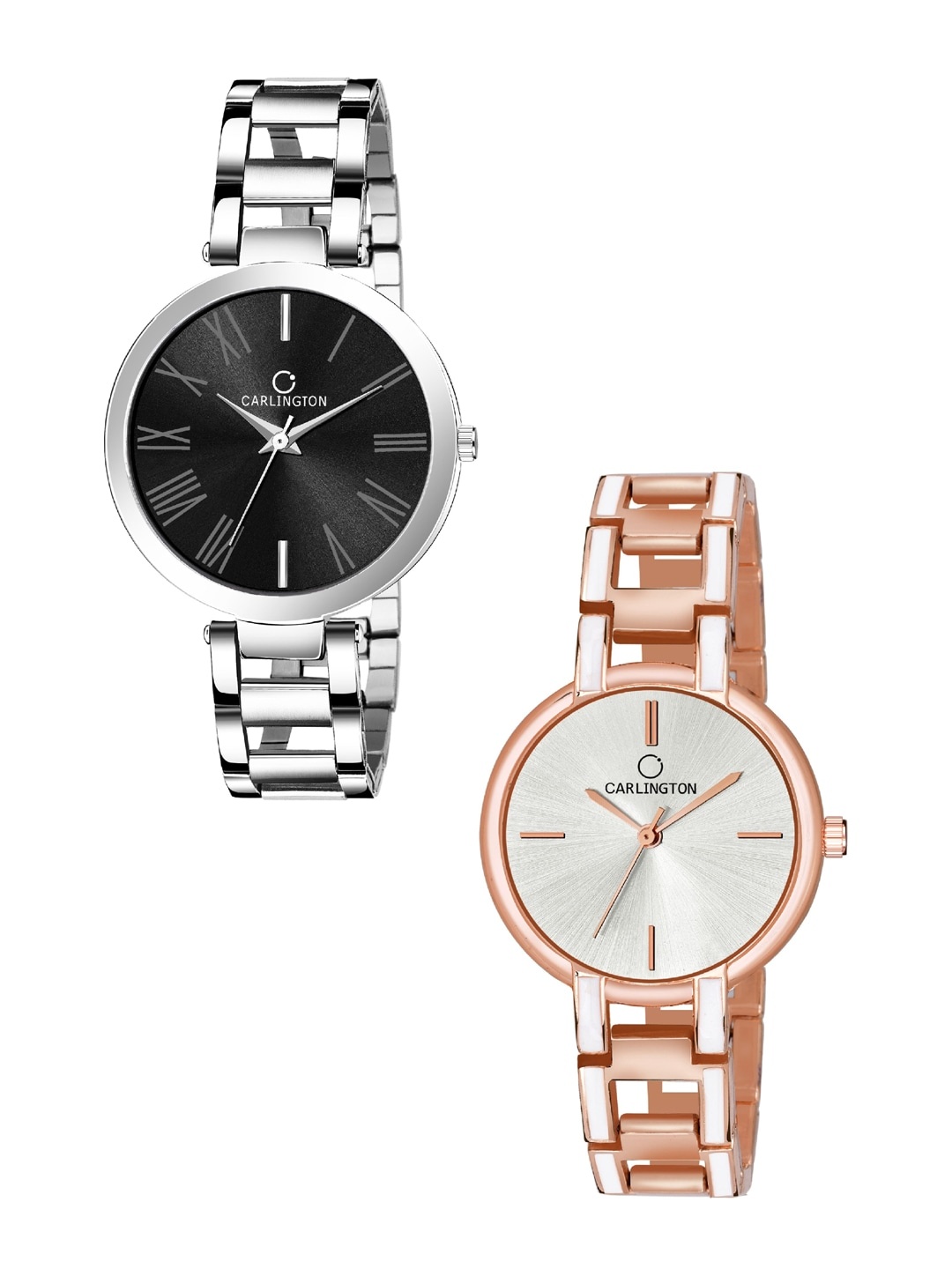 CARLINGTON Women Set Of 2 Black Dial & Bracelet Style Straps Analogue Watch Combo 112
CARLINGTON Women Set Of 2 Black Dial & Bracelet Style Straps Analogue Watch Combo 112