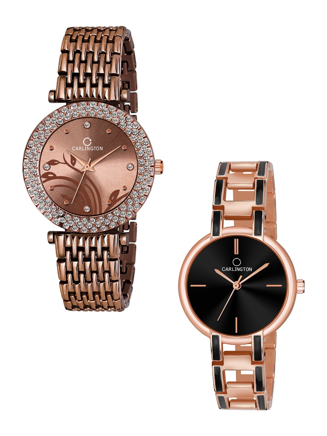 CARLINGTON Set of 2 Women Multicoloured Embellished Dial & Bracelet Style Straps Watches, Copper
CARLINGTON Set of 2 Women Multicoloured Embellished Dial & Bracelet Style Straps Watches, Copper
