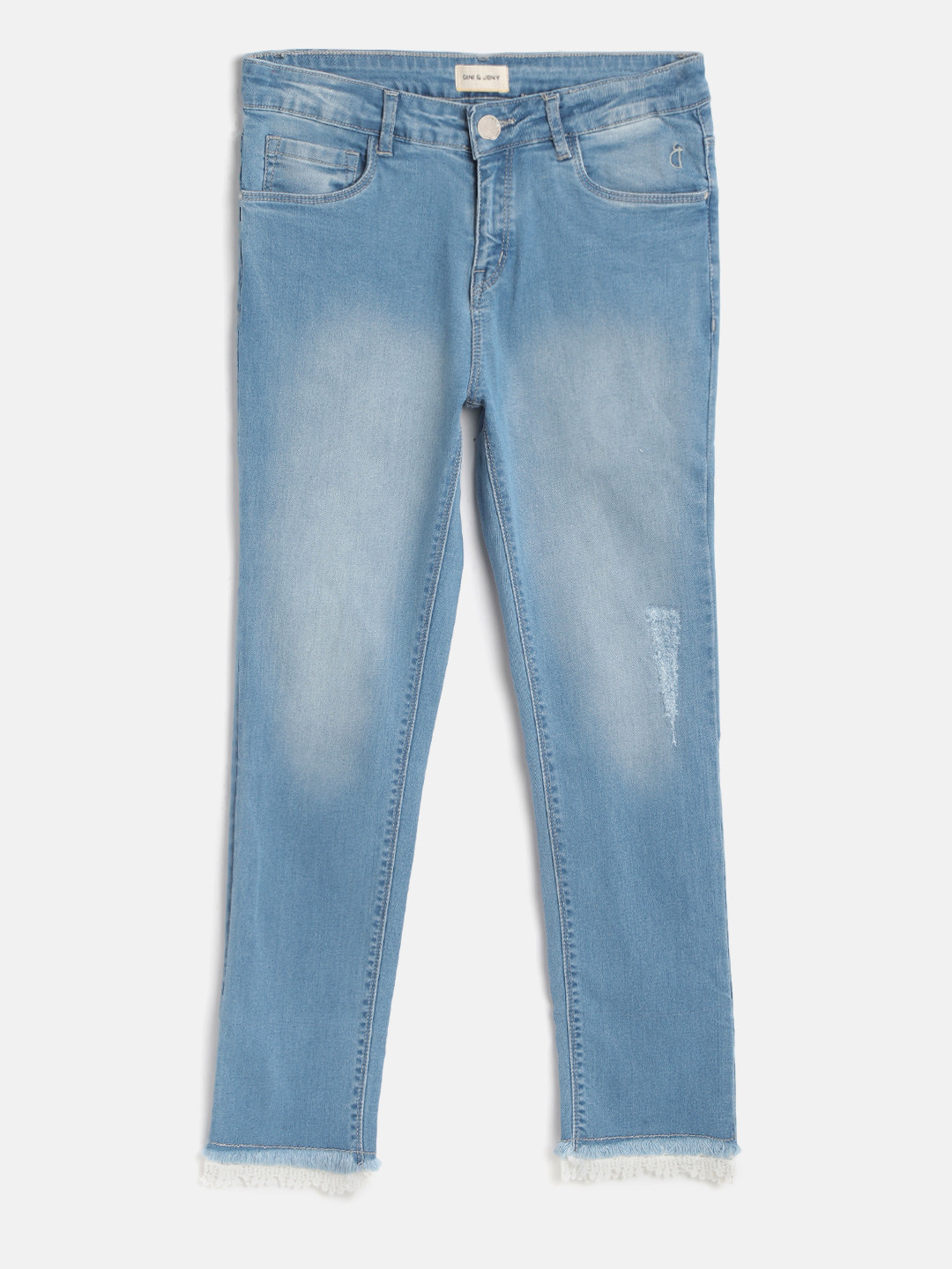 Gini and Jony Girls Blue & White Low Distress Light Fade Crochet Detail Stretchable Jeans
Gini and Jony Girls Blue & White Low Distress Light Fade Crochet Detail Stretchable Jeans