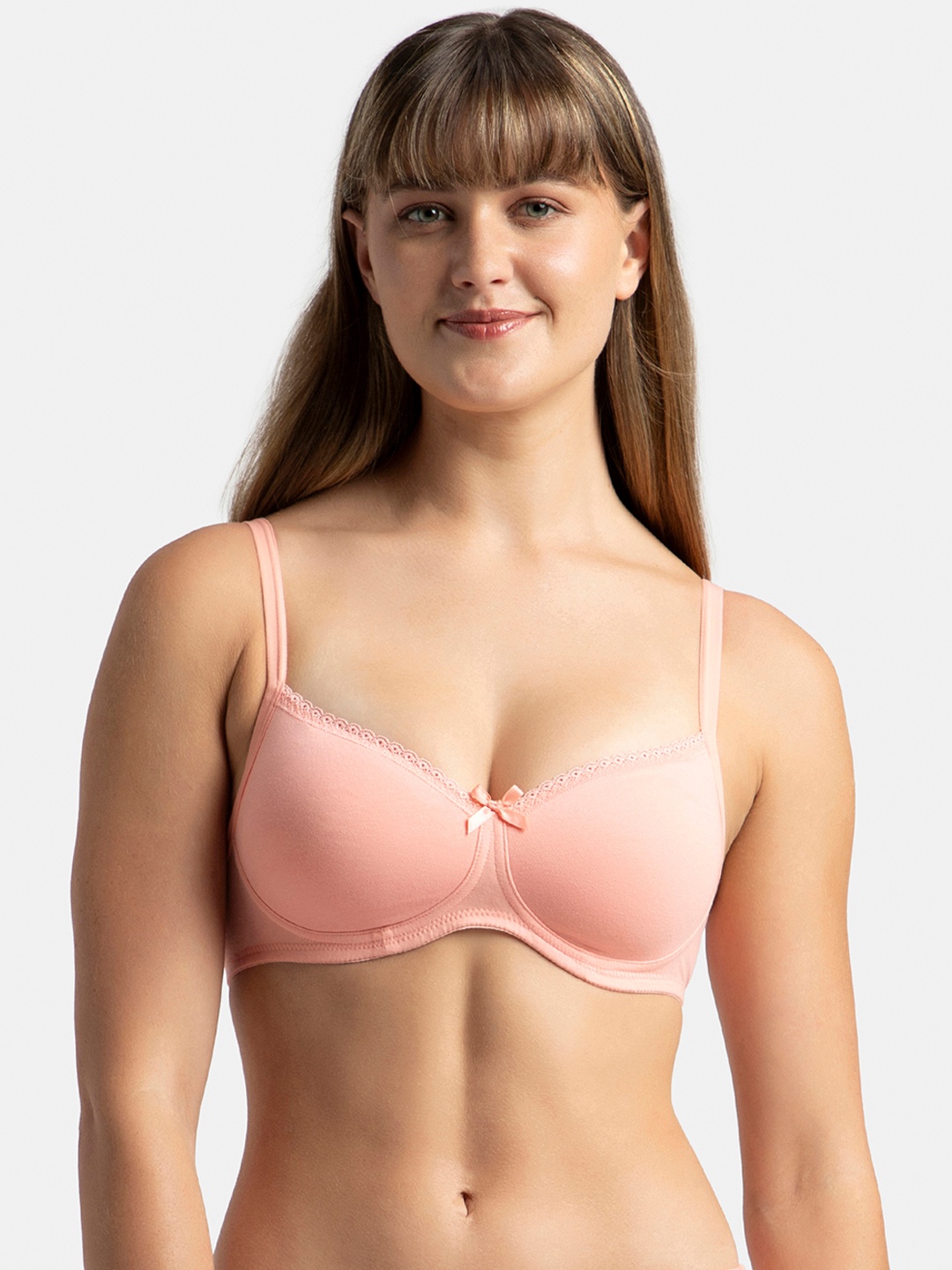 Jockey Wirefree Padded Plus Size Cotton Medium Coverage Tshirt Bra with Lace Styling -1723, Pink
Jockey Wirefree Padded Plus Size Cotton Medium Coverage Tshirt Bra with Lace Styling -1723, Pink