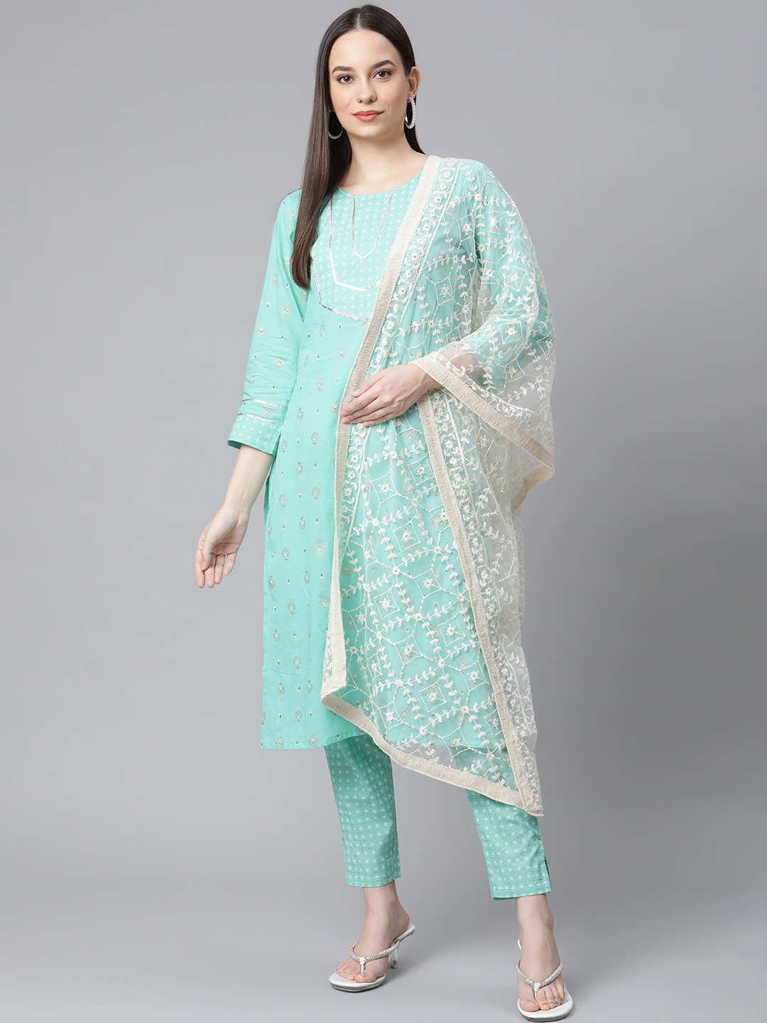 Jompers Women Green Floral Printed Regular Pure Cotton Kurta with Trousers & With Dupatta
Jompers Women Green Floral Printed Regular Pure Cotton Kurta with Trousers & With Dupatta