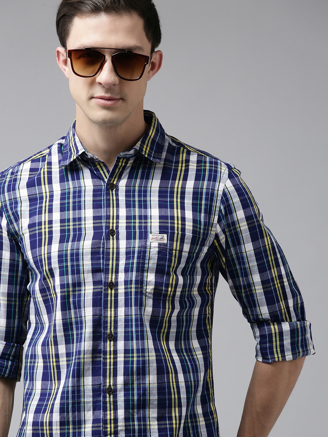 U.S. Polo Assn. Denim Co. Men Navy Blue And White Tartan Checked Tailored Fit Pure Cotton Casual Shirt
U.S. Polo Assn. Denim Co. Men Navy Blue And White Tartan Checked Tailored Fit Pure Cotton Casual Shirt