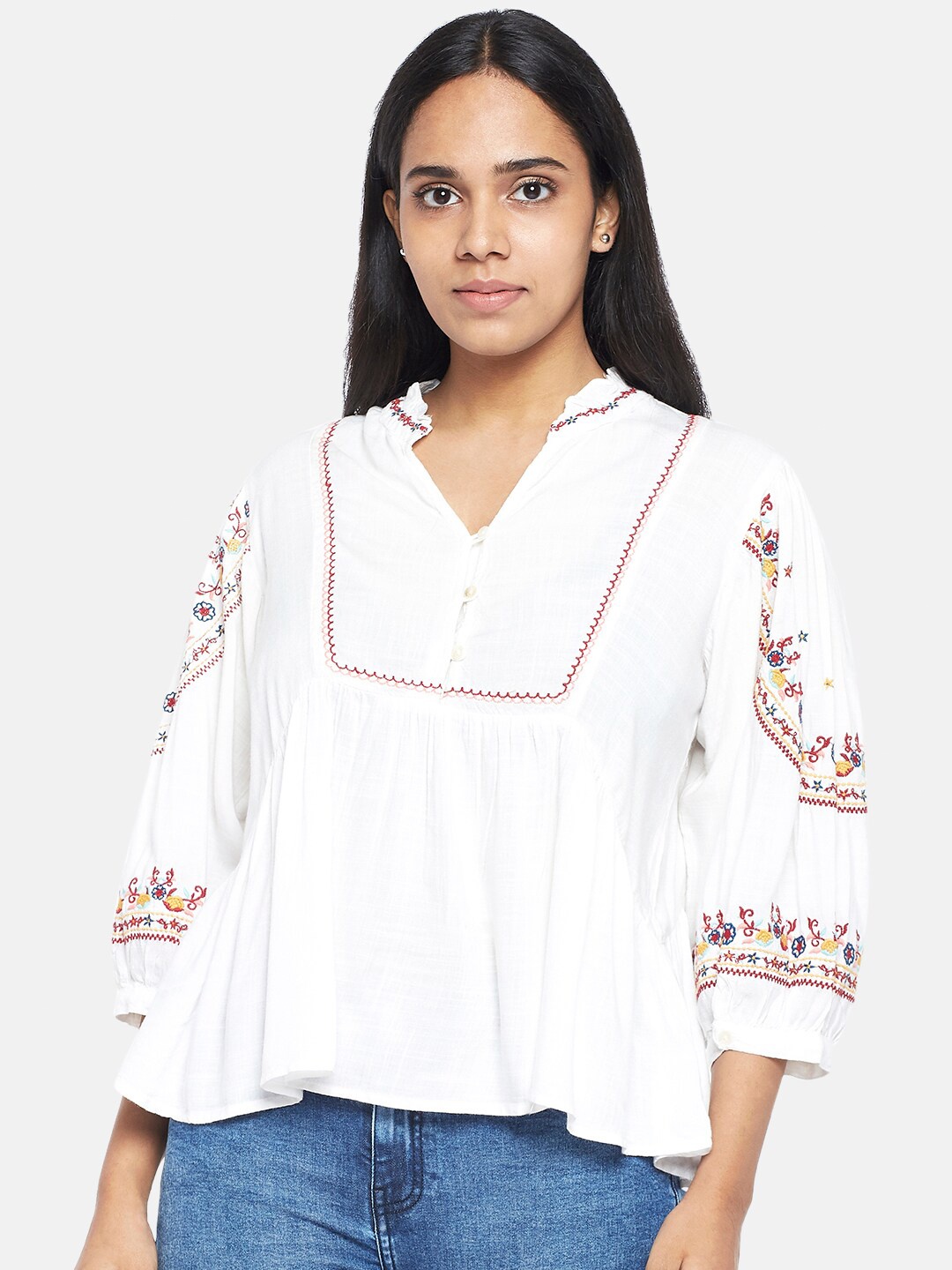 People Women White Printed Top
