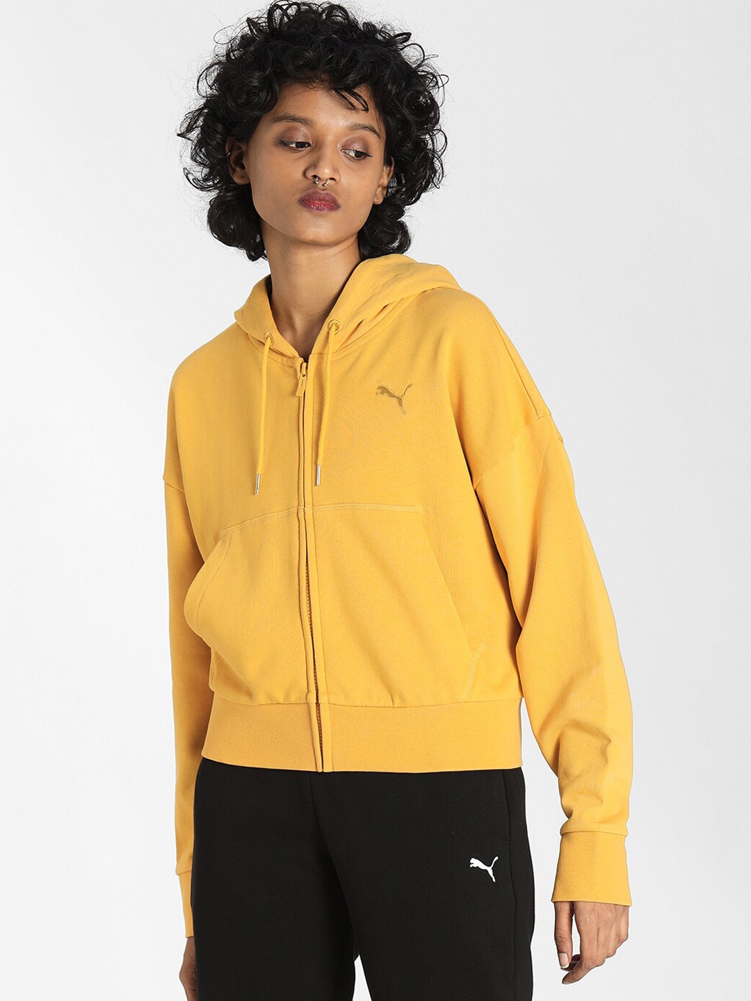 Puma Women Yellow Hooded Sweatshirt