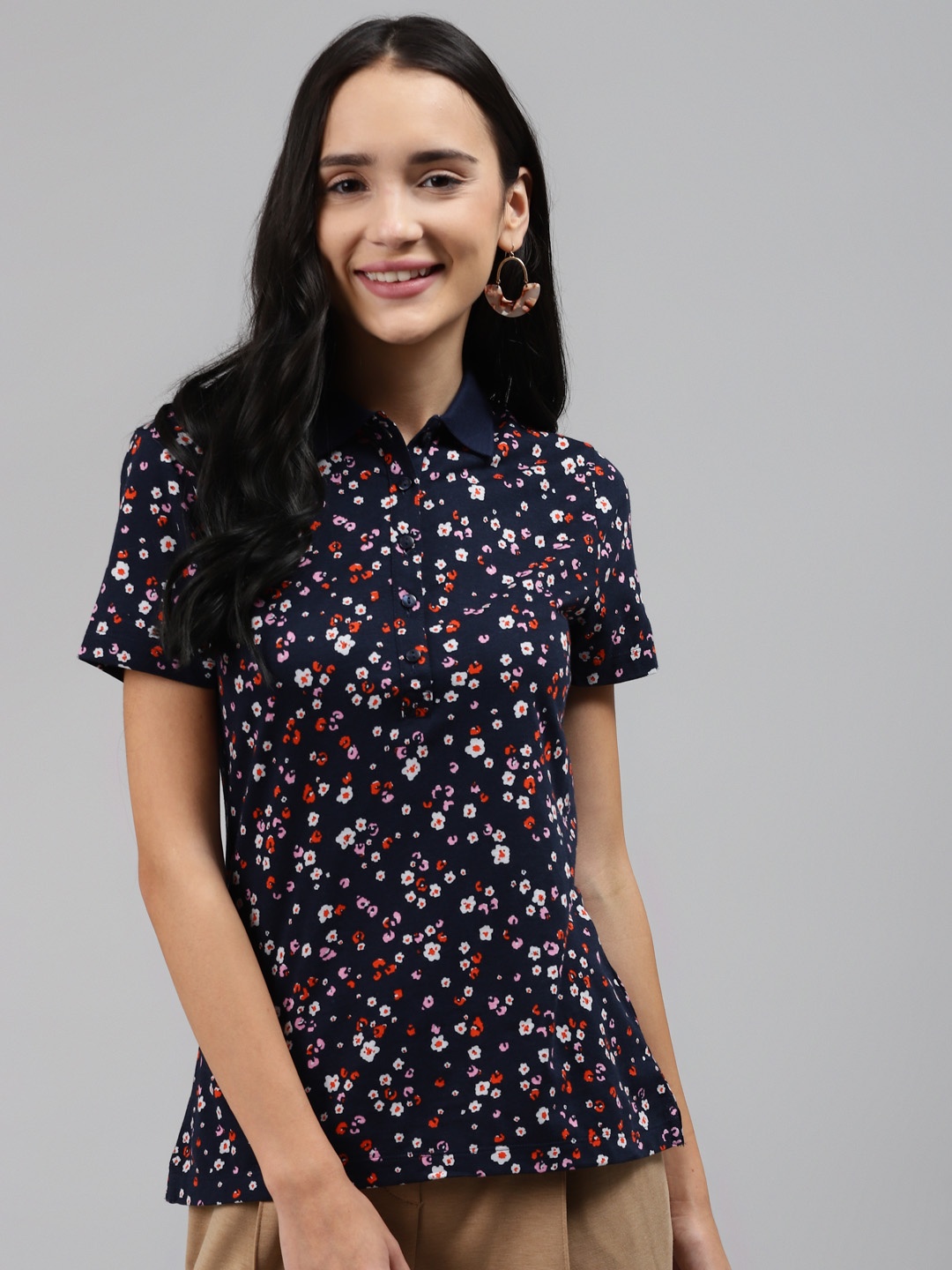 Marks Spencer Women Navy Blue Floral Printed Cotton Polo Collar Pure Cotton T-shirt
Marks Spencer Women Navy Blue Floral Printed Cotton Polo Collar Pure Cotton T-shirt