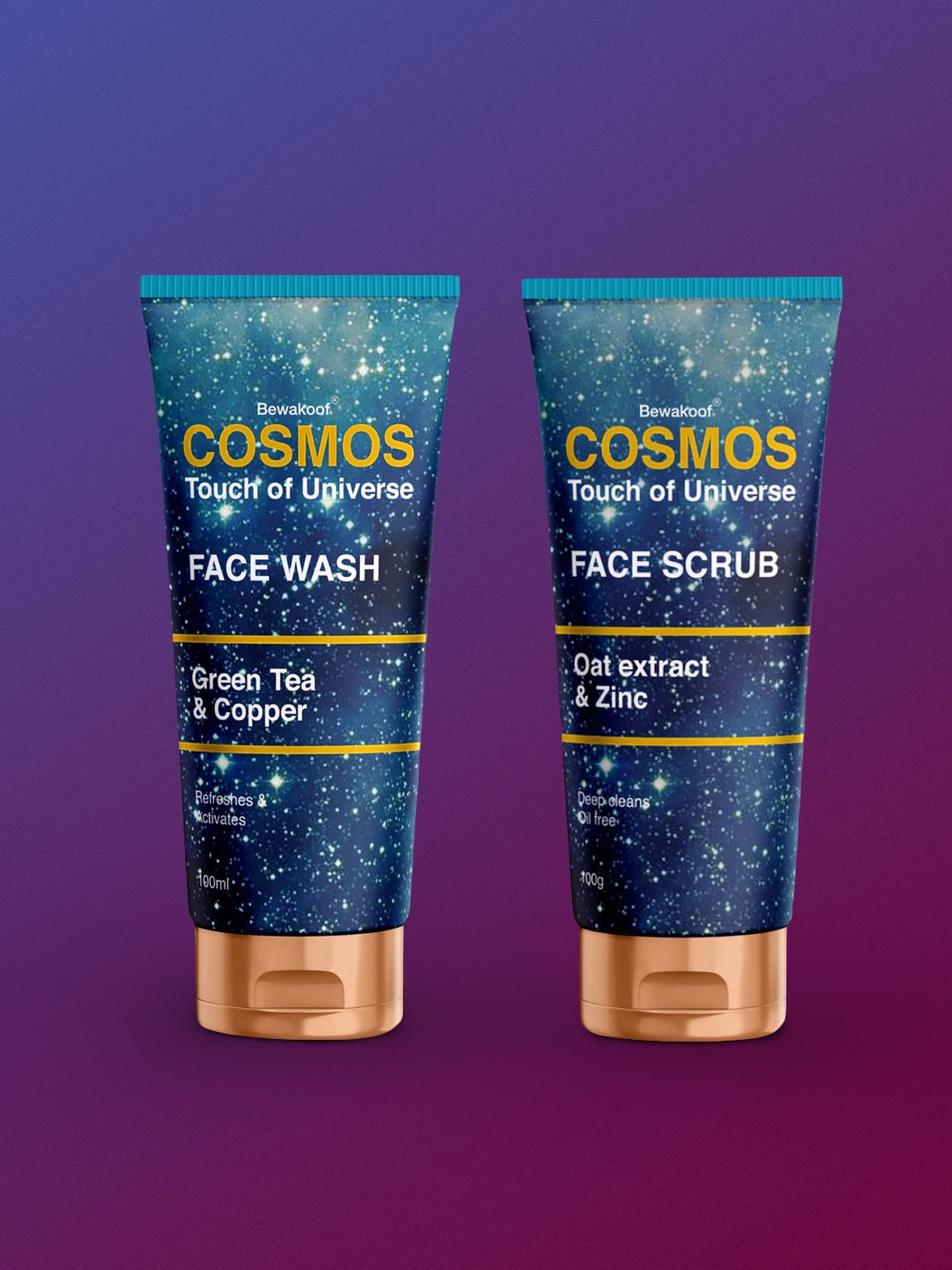 BEWAKOOF COSMOS Set of 2 Oat Extract Zinc Face Scrub & Green Tea Copper Face Wash, White
BEWAKOOF COSMOS Set of 2 Oat Extract Zinc Face Scrub & Green Tea Copper Face Wash, White