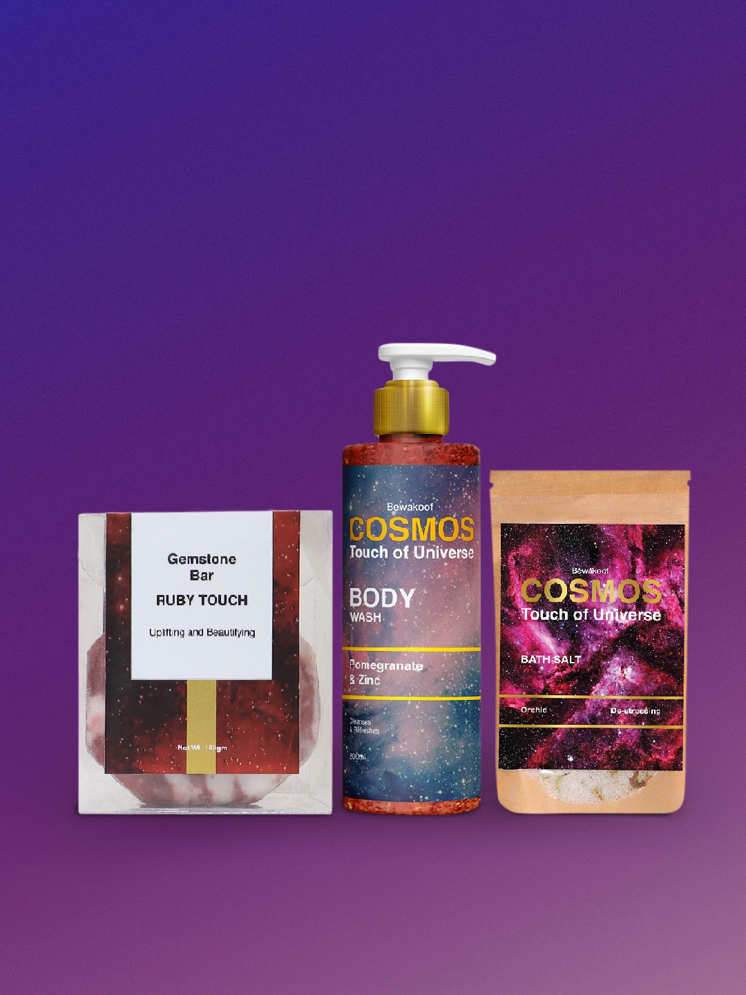 BEWAKOOF COSMOS 3 Pcs Gemstone Bath Bar With Pomegranate Zinc Body Wash & Orchid Bath Salt, Na
BEWAKOOF COSMOS 3 Pcs Gemstone Bath Bar With Pomegranate Zinc Body Wash & Orchid Bath Salt, Na