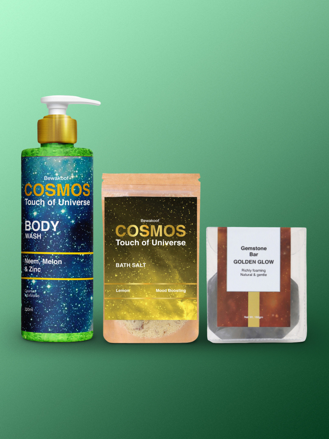BEWAKOOF COSMOS Set of 3 Bath & Body Gift Set, Green 
BEWAKOOF COSMOS Set of 3 Bath & Body Gift Set, Green