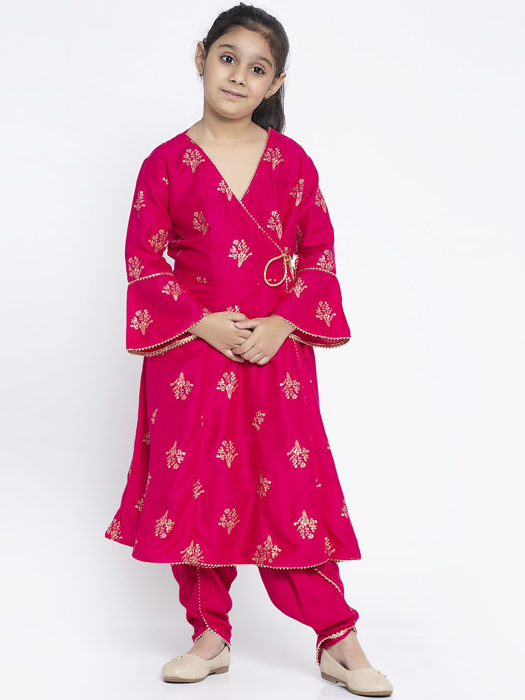 KYDZI Girls Magenta Printed Angrakha Kurta with Dhoti Pants 
KYDZI Girls Magenta Printed Angrakha Kurta with Dhoti Pants