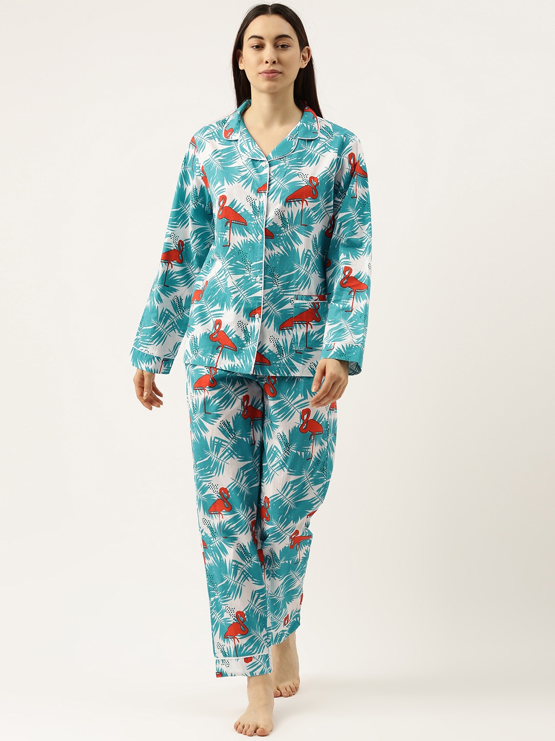 Bene Kleed Women White & Blue Printed Pure Cotton Night Suit with Anti Bacterial Finish
Bene Kleed Women White & Blue Printed Pure Cotton Night Suit with Anti Bacterial Finish