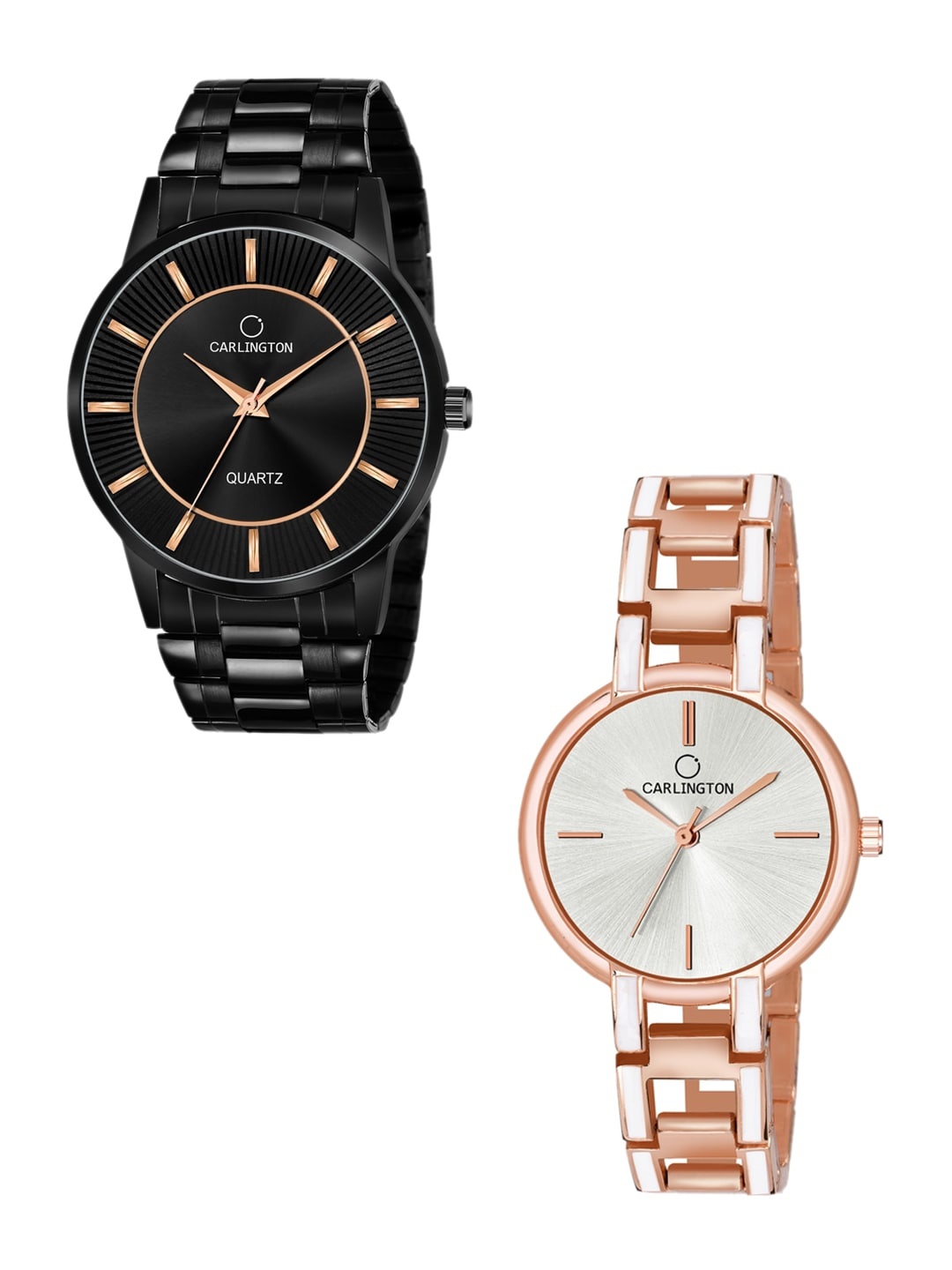 CARLINGTON Set Of 2 Brass Dial & Stainless Steel Bracelet Style Straps Analogue Watch, Black
CARLINGTON Set Of 2 Brass Dial & Stainless Steel Bracelet Style Straps Analogue Watch, Black