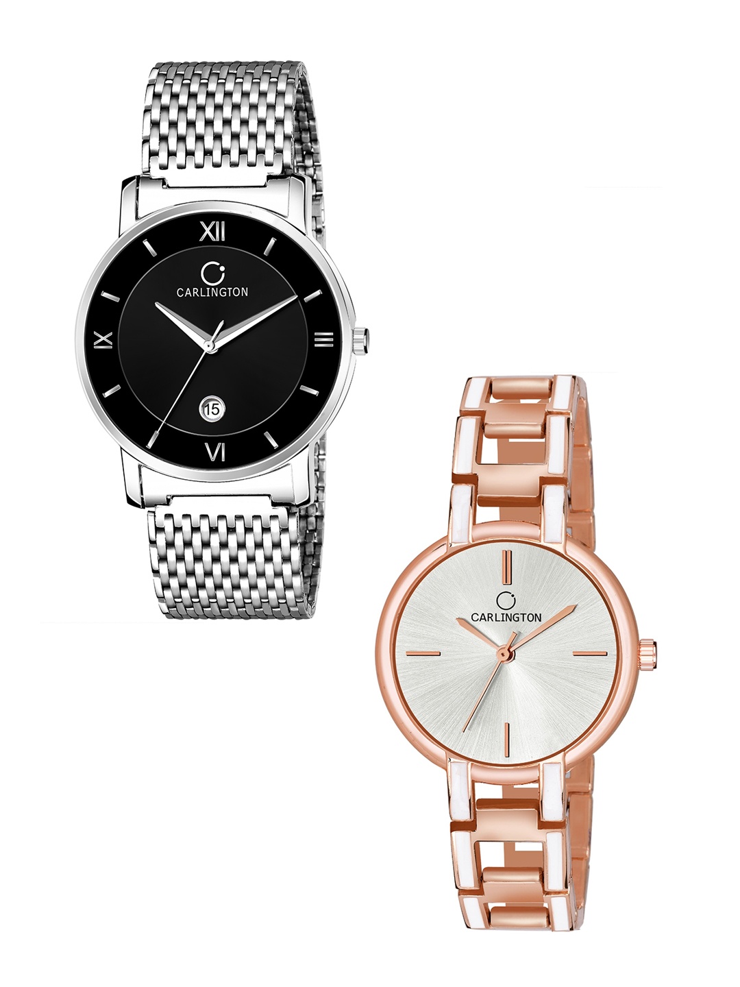 CARLINGTON Set Of 2 Bracelet Style Straps His & Her Watch Combo G02 Mesh - CK Silver, Black
CARLINGTON Set Of 2 Bracelet Style Straps His & Her Watch Combo G02 Mesh - CK Silver, Black