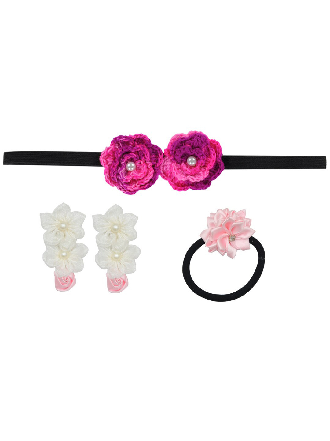 FUNKRAFTS Girls Set Of 4 Lace Trendy Hair Accessories, White 
FUNKRAFTS Girls Set Of 4 Lace Trendy Hair Accessories, White