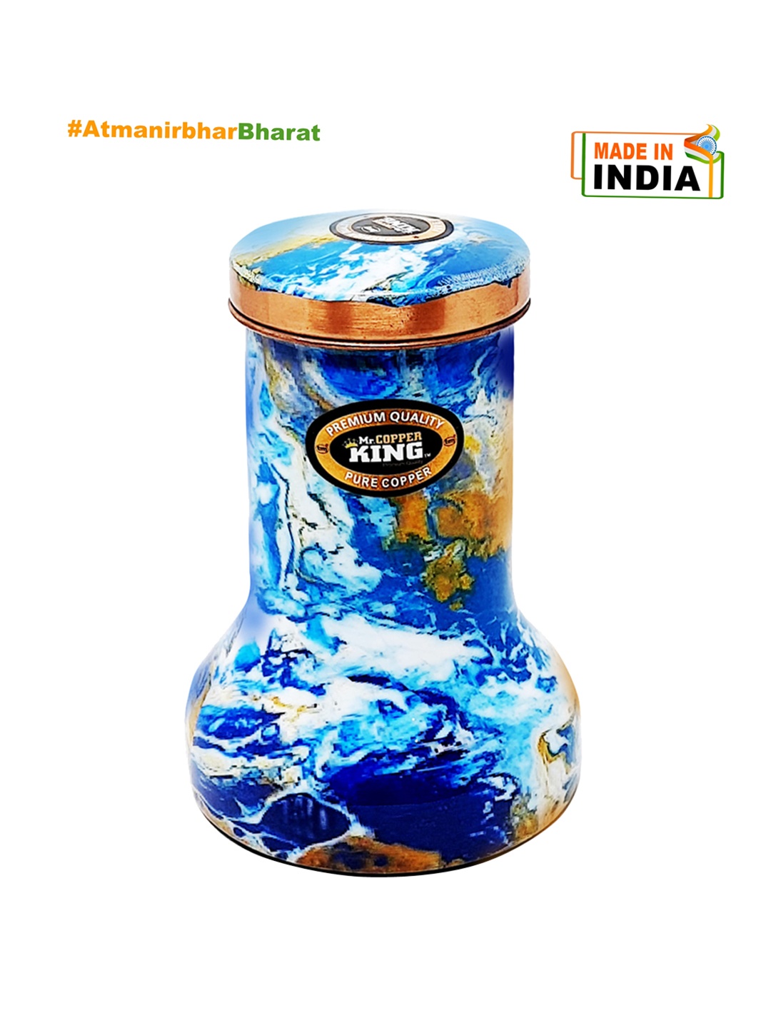 MR. COPPER KING Blue & White Premium Meena Printed Copper Lilly Bottle Cum Jar 1300ml
MR. COPPER KING Blue & White Premium Meena Printed Copper Lilly Bottle Cum Jar 1300ml