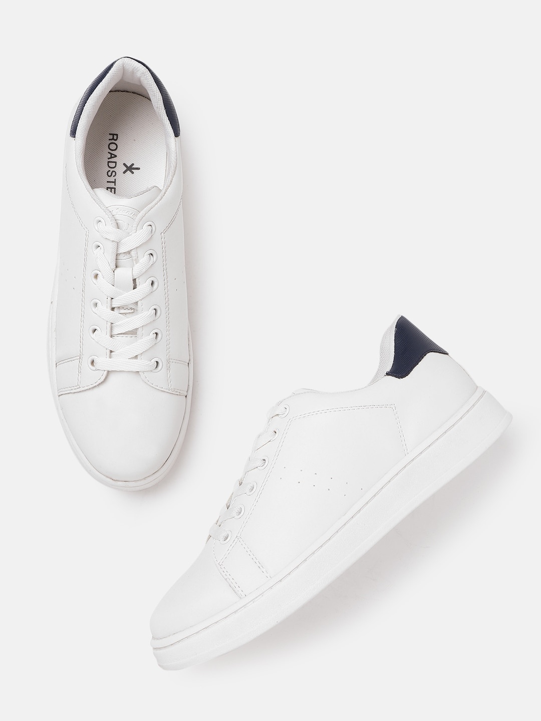 The Roadster Lifestyle Co Men White & Navy Blue Solid Sneakers with Perforated Detail
The Roadster Lifestyle Co Men White & Navy Blue Solid Sneakers with Perforated Detail