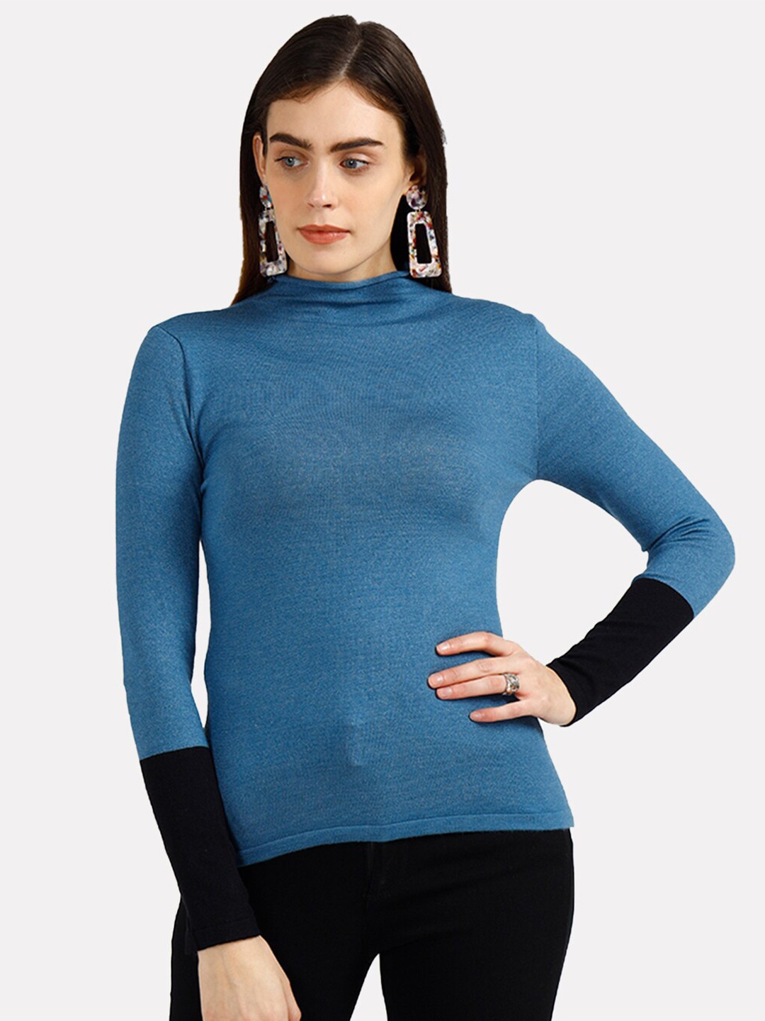 iki chic Women Blue & Black Pullover
