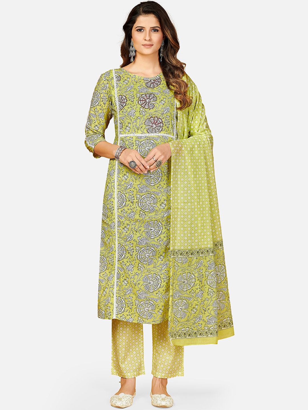 Vbuyz Women Green & White Floral Printed Regular Pure Cotton Kurta with Trousers & Dupatta
Vbuyz Women Green & White Floral Printed Regular Pure Cotton Kurta with Trousers & Dupatta
