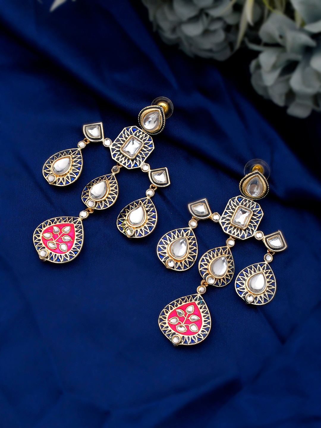Shoshaa Gold-Plated Balck & Pink Kundan Enamel Drop Earrings, Black
Shoshaa Gold-Plated Balck & Pink Kundan Enamel Drop Earrings, Black