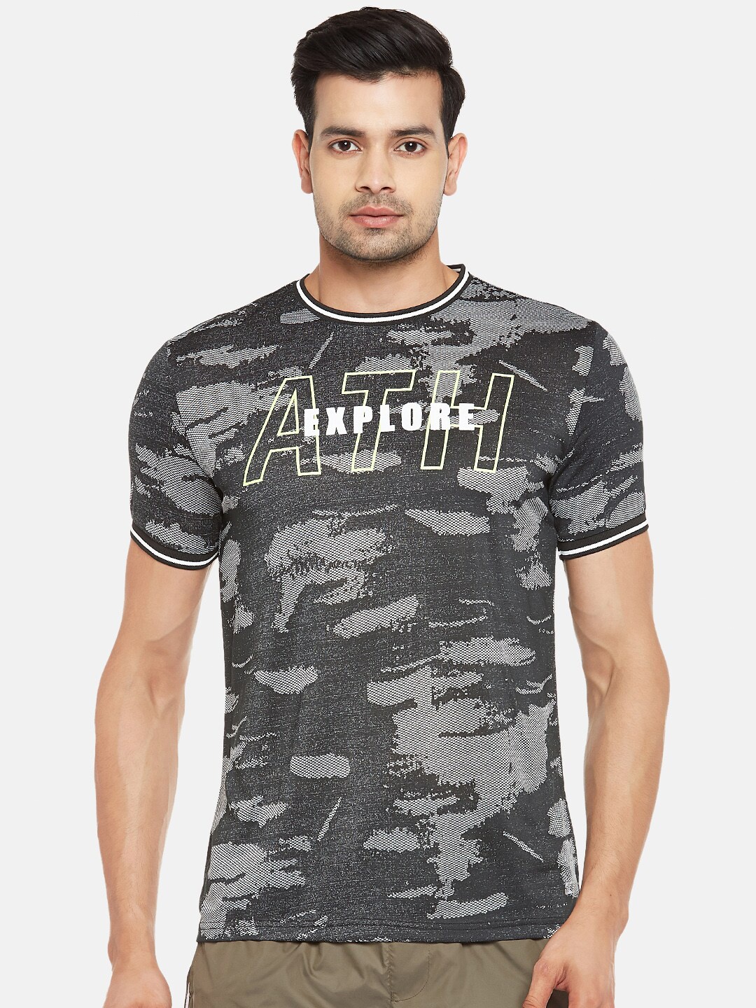 Ajile by Pantaloons Men Black Printed Slim Fit T-shirt