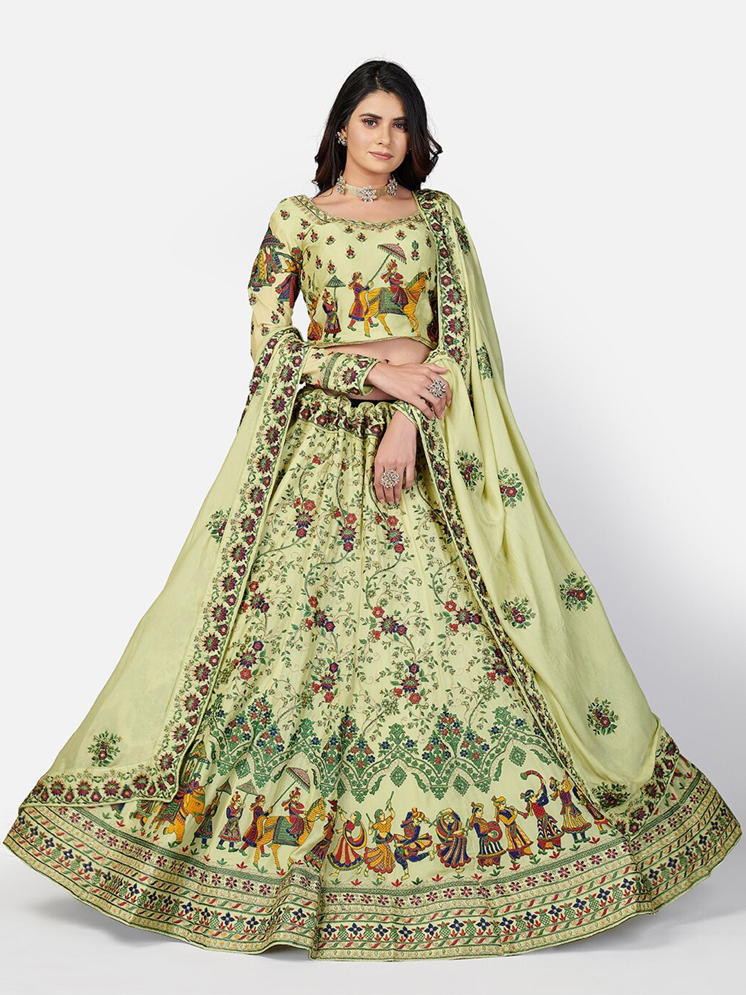 SHOPGARB Sea Green & Red Printed Thread Work Kalamkari Semi-Stitched Lehenga & Unstitched Blouse With
SHOPGARB Sea Green & Red Printed Thread Work Kalamkari Semi-Stitched Lehenga & Unstitched Blouse With