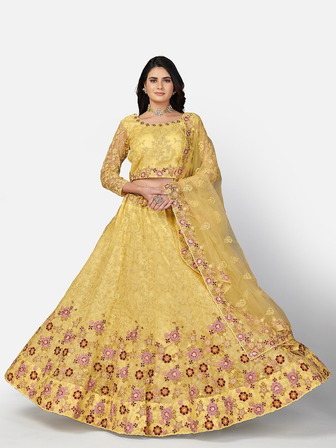SHOPGARB Yellow & Red Printed Sequinned Semi-Stitched Lehenga & Unstitched Blouse With Dupatta
SHOPGARB Yellow & Red Printed Sequinned Semi-Stitched Lehenga & Unstitched Blouse With Dupatta