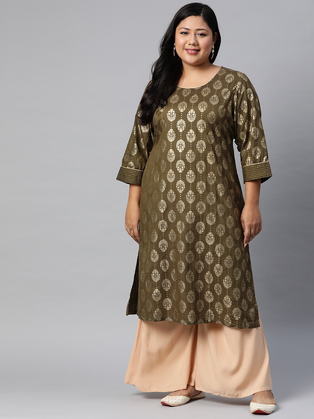 Rangriti Women Green Ethnic Motifs Printed Block Print Kurta