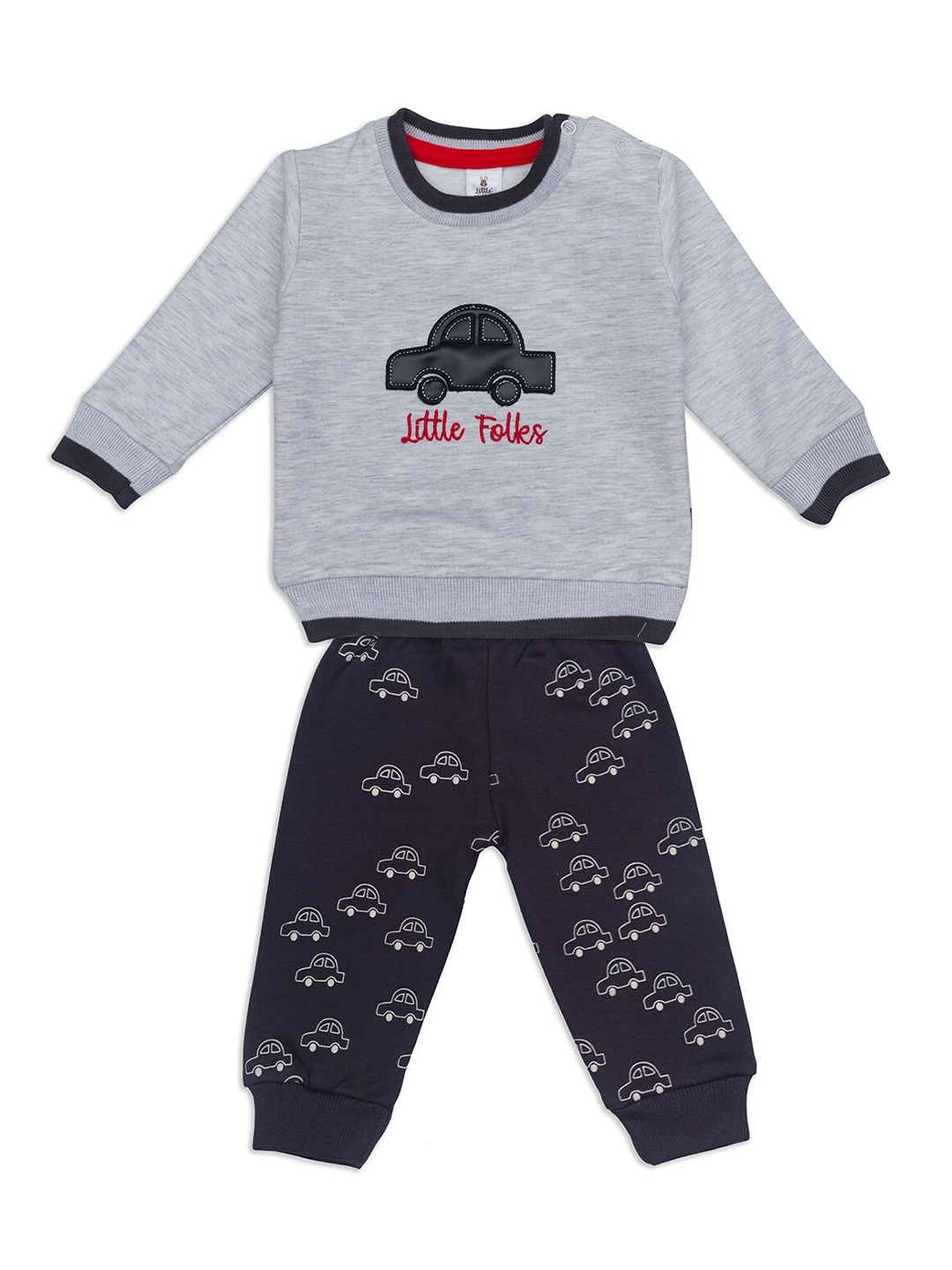 Little Folks Unisex Kids Grey & Navy Blue Printed Pure Cotton T-shirt with Trousers
Little Folks Unisex Kids Grey & Navy Blue Printed Pure Cotton T-shirt with Trousers