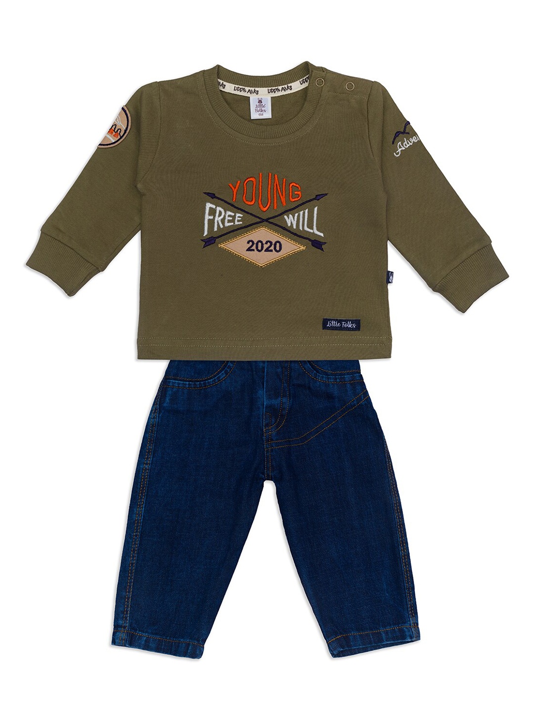 Little Folks Unisex Kids Green & Navy Blue Printed Pure Cotton T-shirt with Trousers
Little Folks Unisex Kids Green & Navy Blue Printed Pure Cotton T-shirt with Trousers