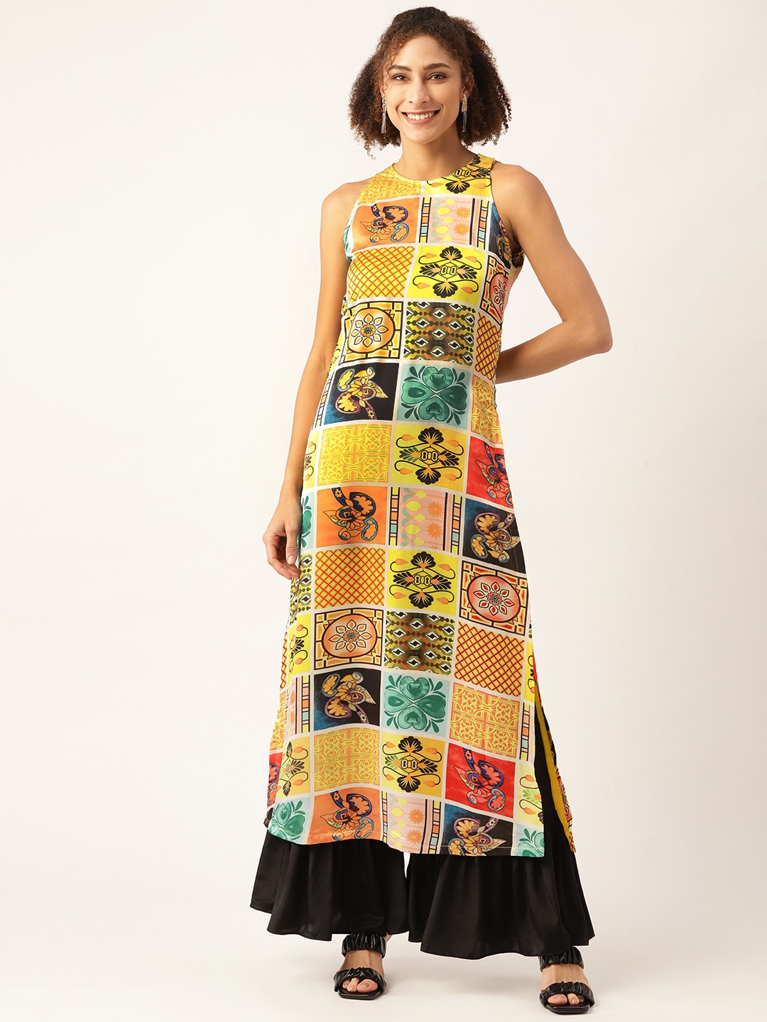KHUMAAR Shuchi Bhutani Women Yellow Ethnic Motifs Printed High Slit Kurta with Palazzos
KHUMAAR Shuchi Bhutani Women Yellow Ethnic Motifs Printed High Slit Kurta with Palazzos