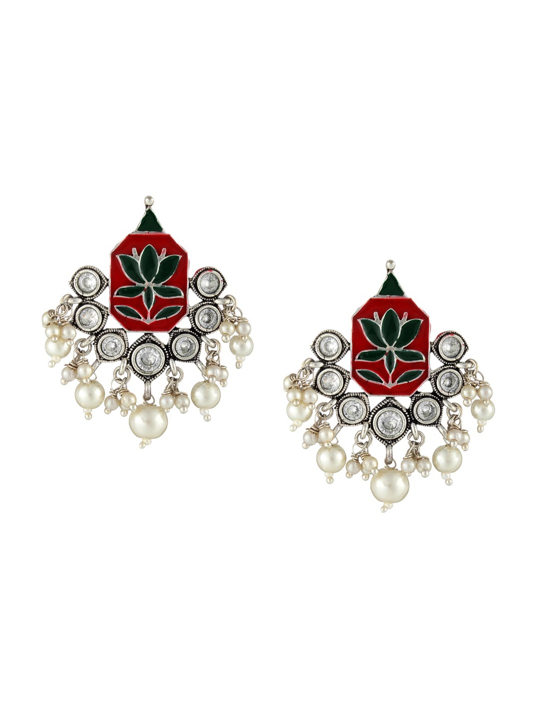 Adwitiya Collection Silver-Toned & Red Brass Silver Plated Contemporary Drop Earrings
Adwitiya Collection Silver-Toned & Red Brass Silver Plated Contemporary Drop Earrings