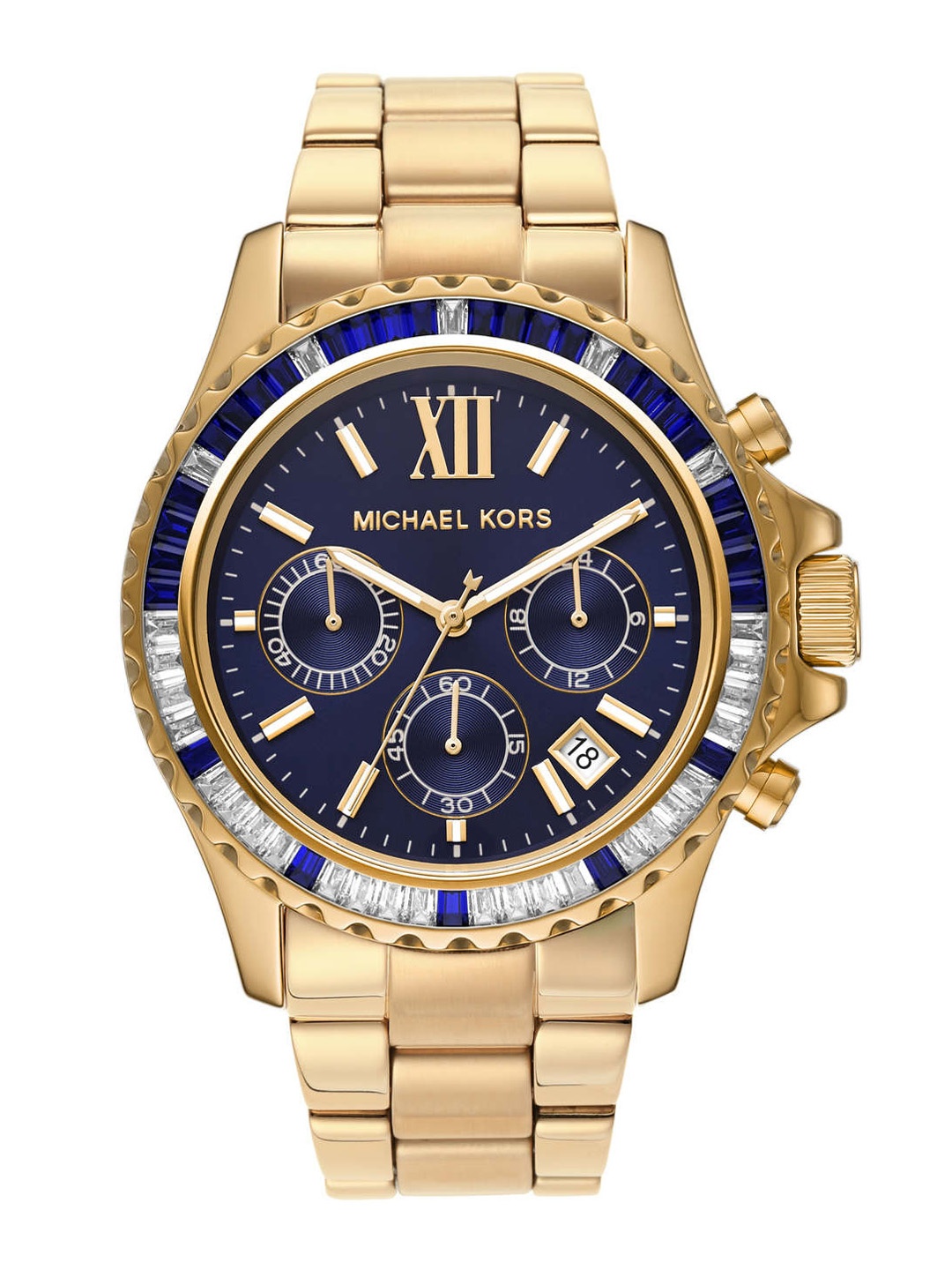 Michael Kors Women Blue Dial & Gold Toned Stainless Steel Analogue Chronograph Watch
Michael Kors Women Blue Dial & Gold Toned Stainless Steel Analogue Chronograph Watch