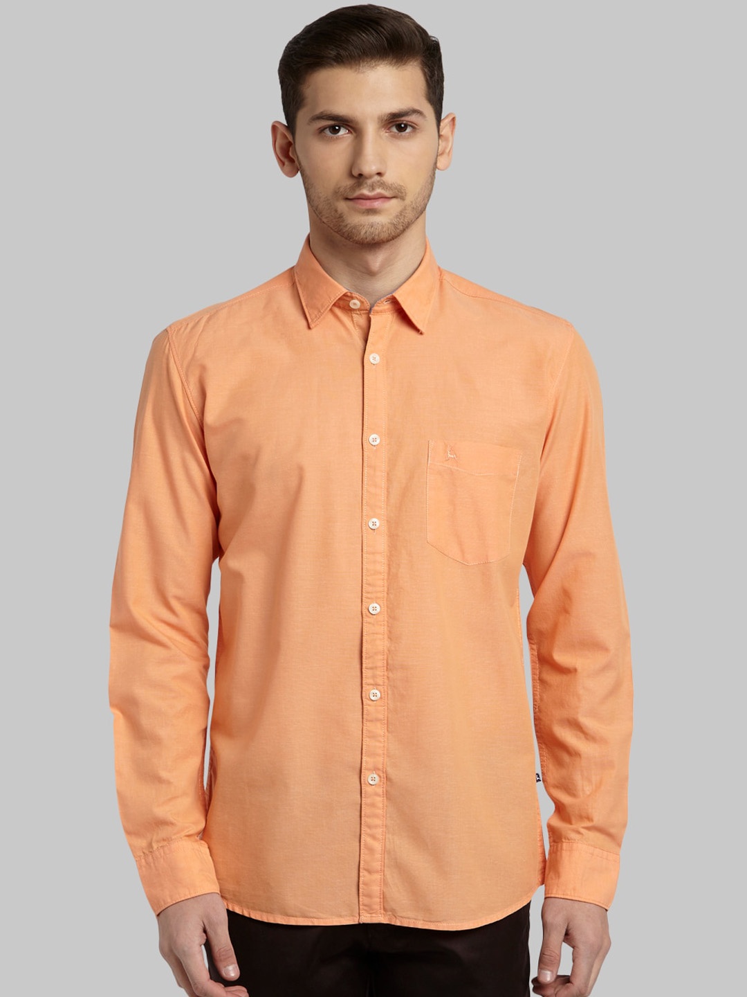 Parx Men Orange Slim Fit Casual Shirt
