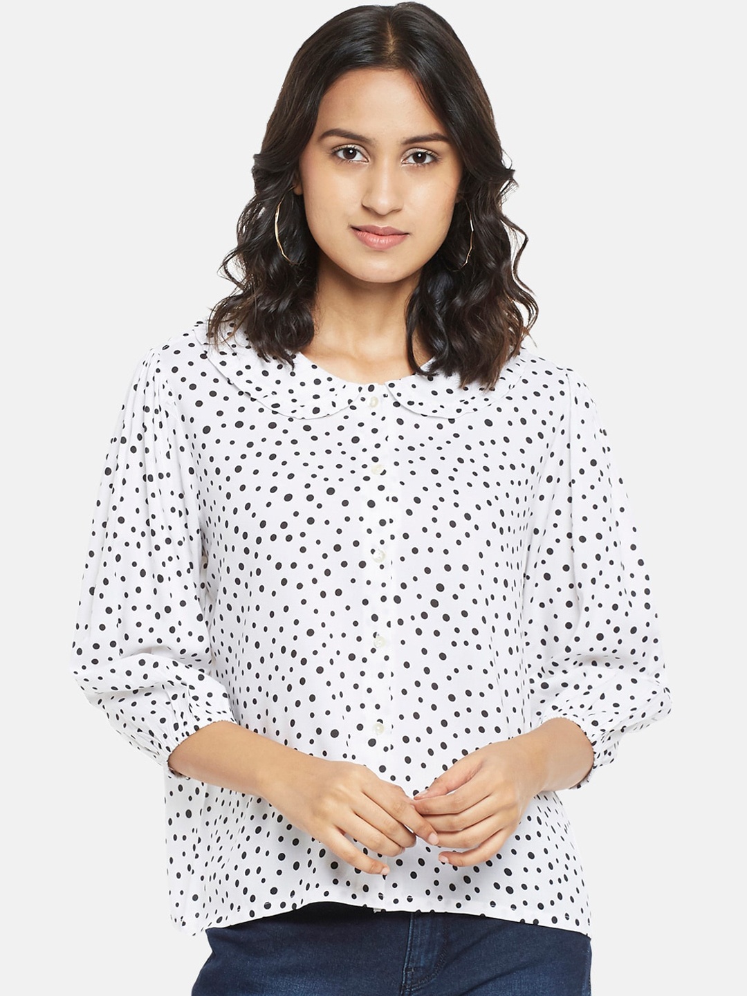People Women Off White & Black Polka Dots Printed Opaque Pure Cotton Casual Shirt
People Women Off White & Black Polka Dots Printed Opaque Pure Cotton Casual Shirt