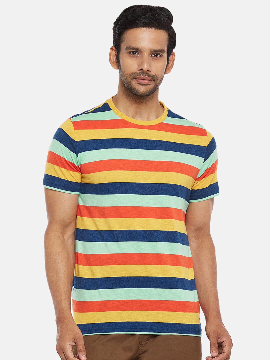 Urban Ranger by pantaloons Men Mustard Yellow Blue Striped Slim Fit Pure Cotton T-shirt
Urban Ranger by pantaloons Men Mustard Yellow Blue Striped Slim Fit Pure Cotton T-shirt