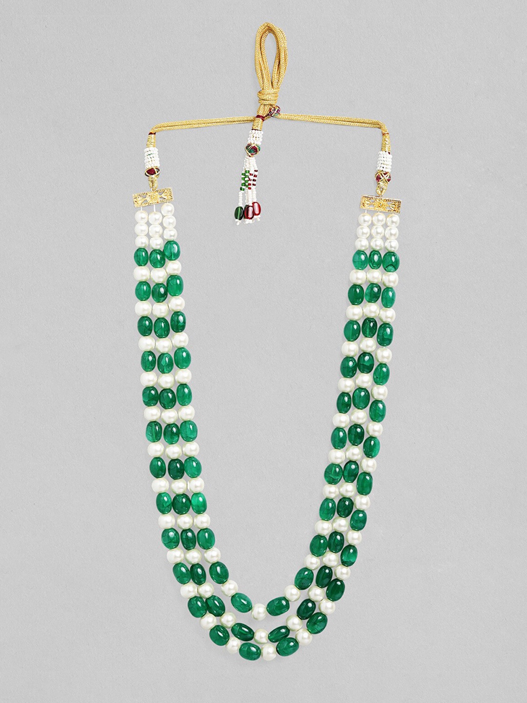The Roadster Lifestyle Co Men Green 3 Layered Traditional Gold Plated Beaded Necklace
The Roadster Lifestyle Co Men Green 3 Layered Traditional Gold Plated Beaded Necklace
