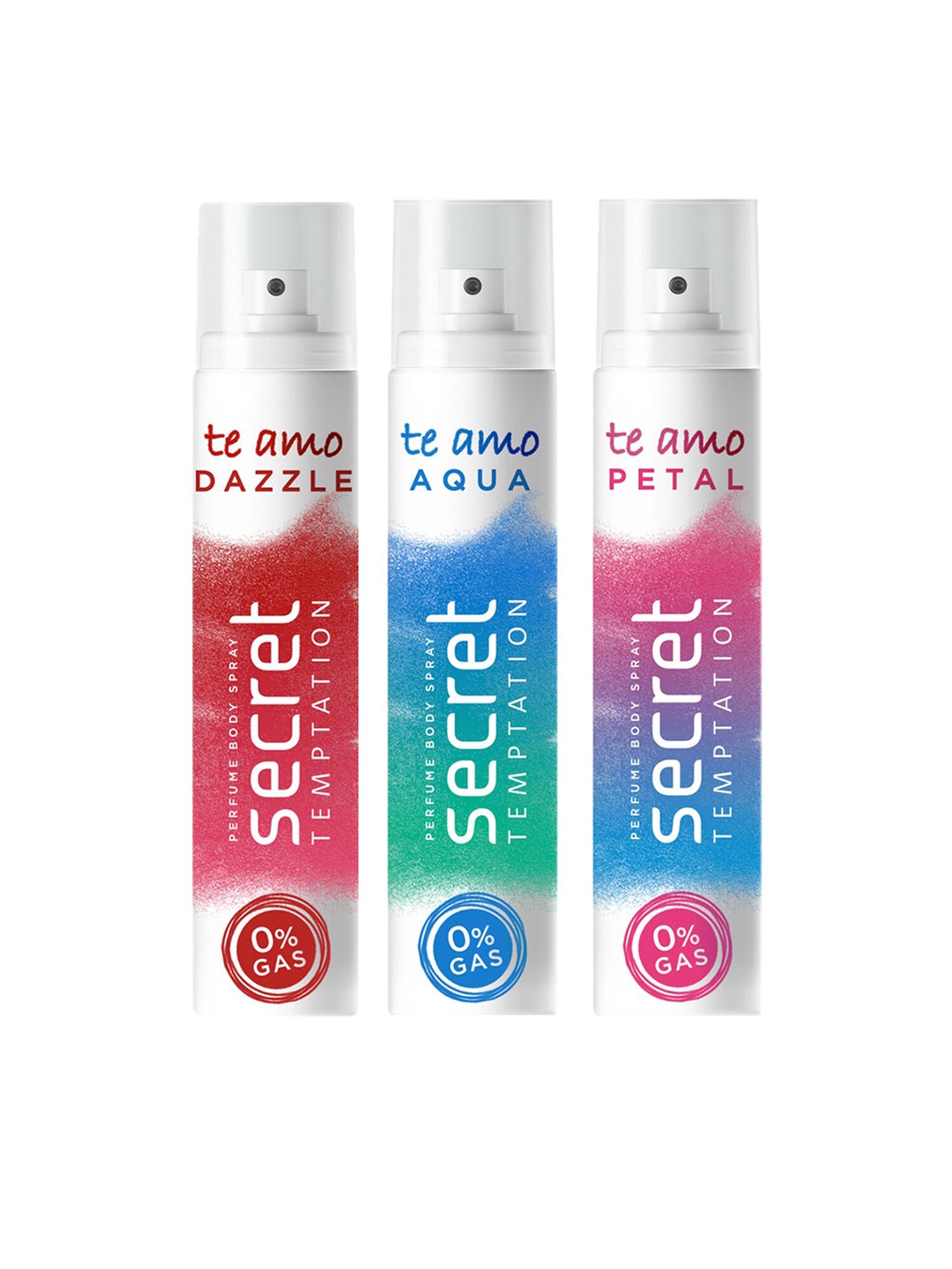Secret Temptation Women Pack Of 3 Te Amo Dazzle, Aqua and Petal Deodarants 120 ml Each, White
Secret Temptation Women Pack Of 3 Te Amo Dazzle, Aqua and Petal Deodarants 120 ml Each, White