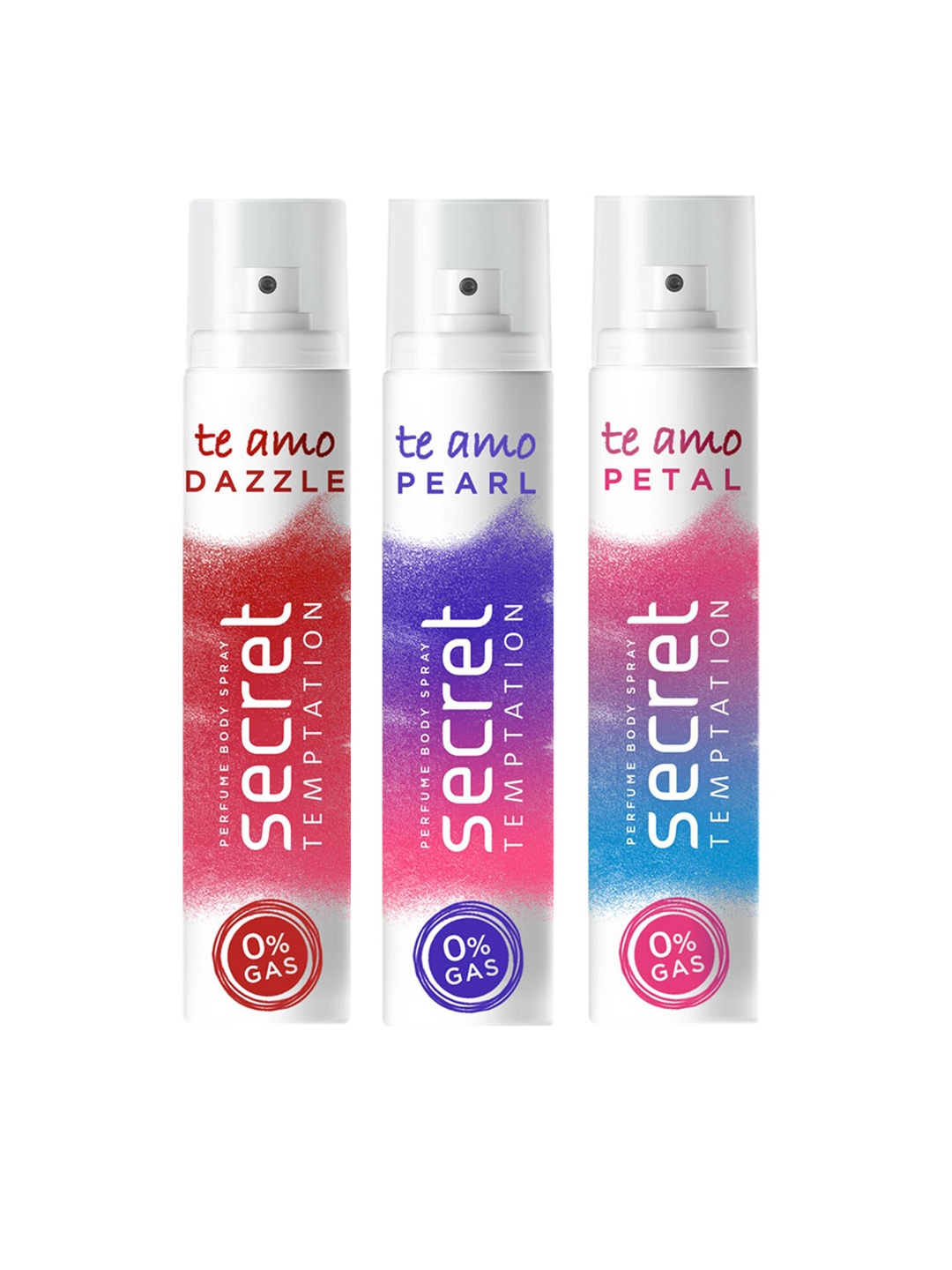 Secret Temptation Women Set Of 3 Te Amo Dazzle, Pearl & Petal Perfume Body Spray - 120ml, Red
Secret Temptation Women Set Of 3 Te Amo Dazzle, Pearl & Petal Perfume Body Spray - 120ml, Red
