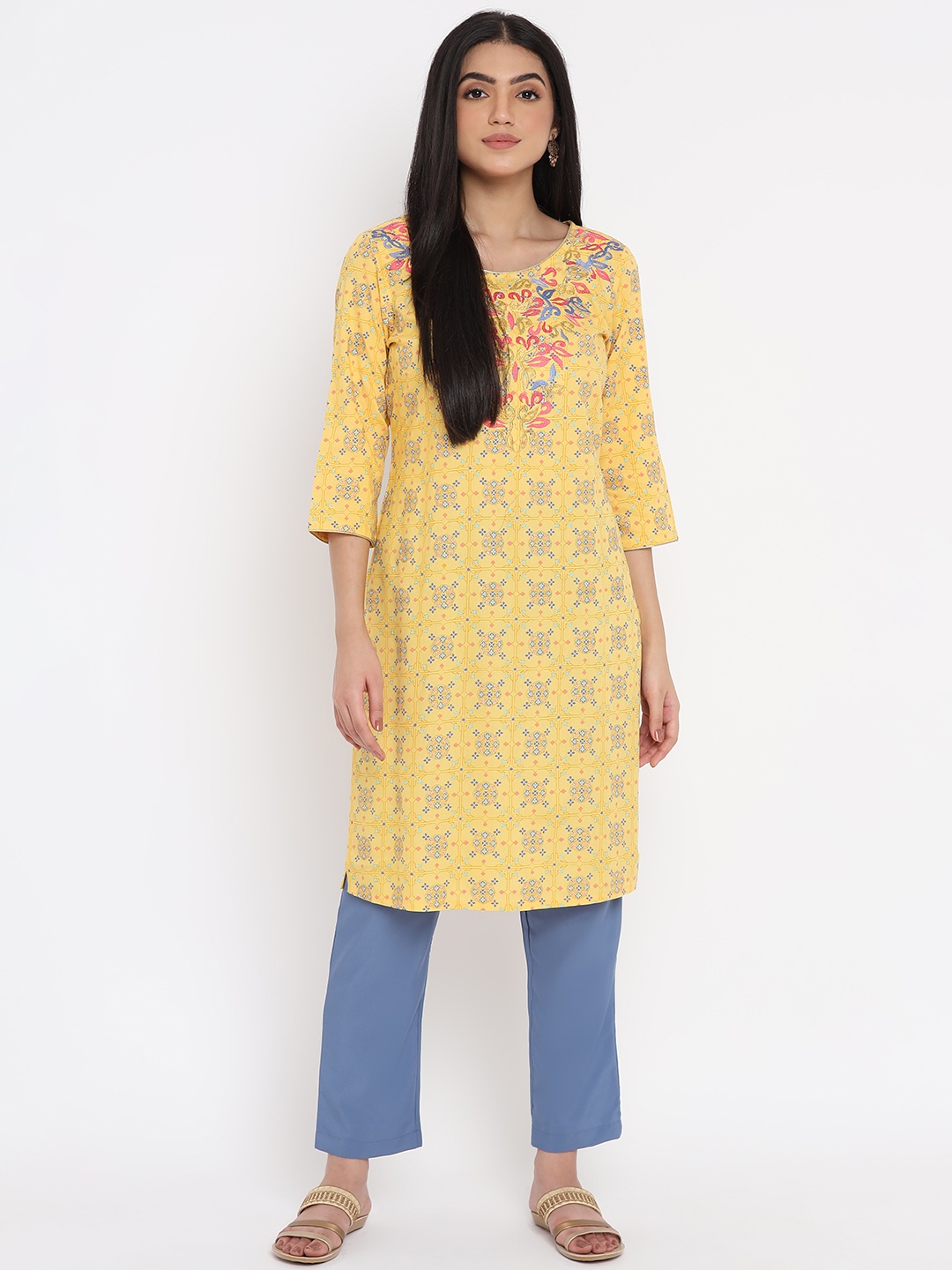 AURELIA - The Aure Collection Women Yellow & Blue Ethnic Motifs Printed Regular Kurta with Trousers
AURELIA - The Aure Collection Women Yellow & Blue Ethnic Motifs Printed Regular Kurta with Trousers