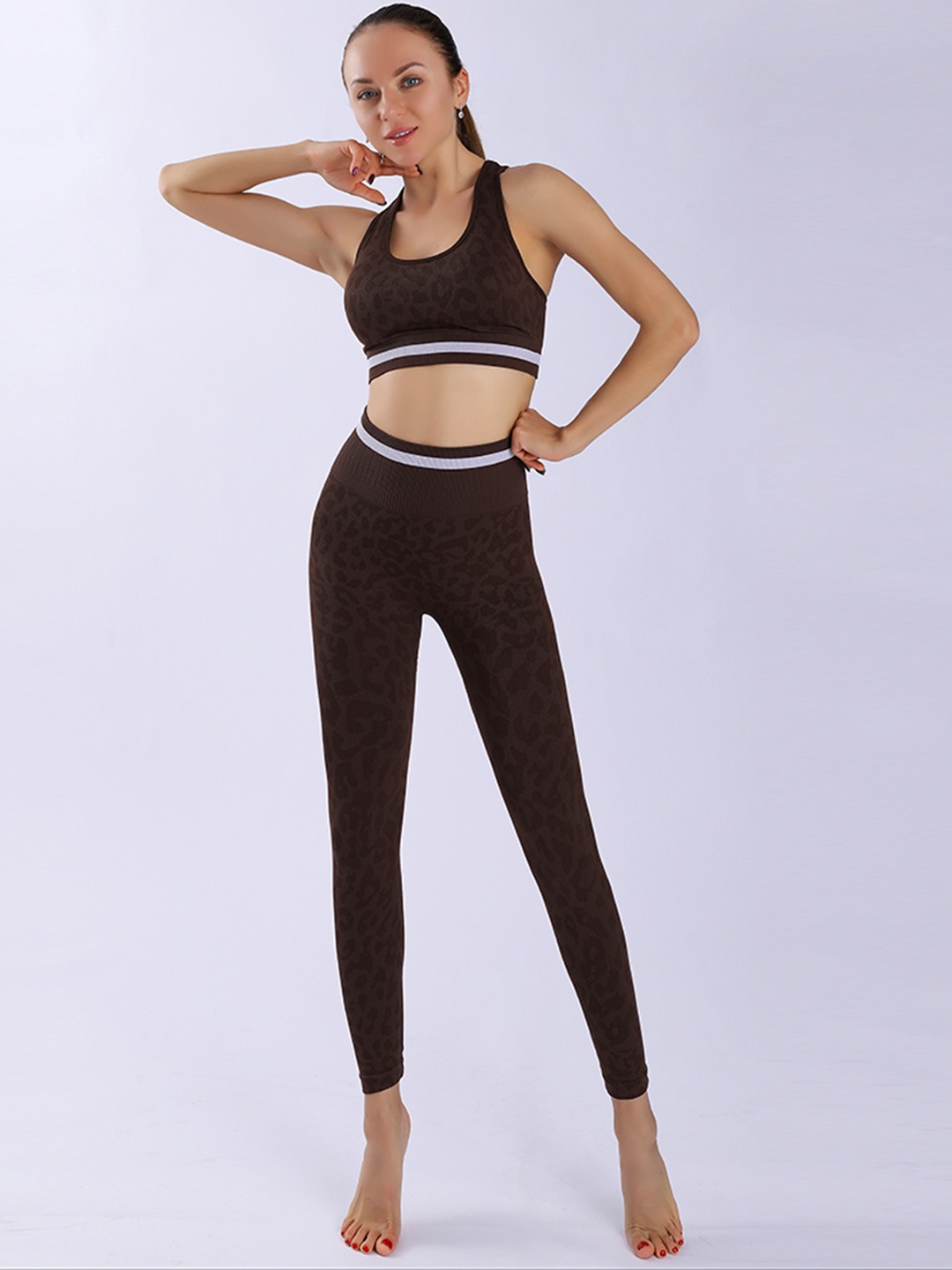 URBANIC Women Coffee Brown Solid Slim Fit Yoga Track Suit