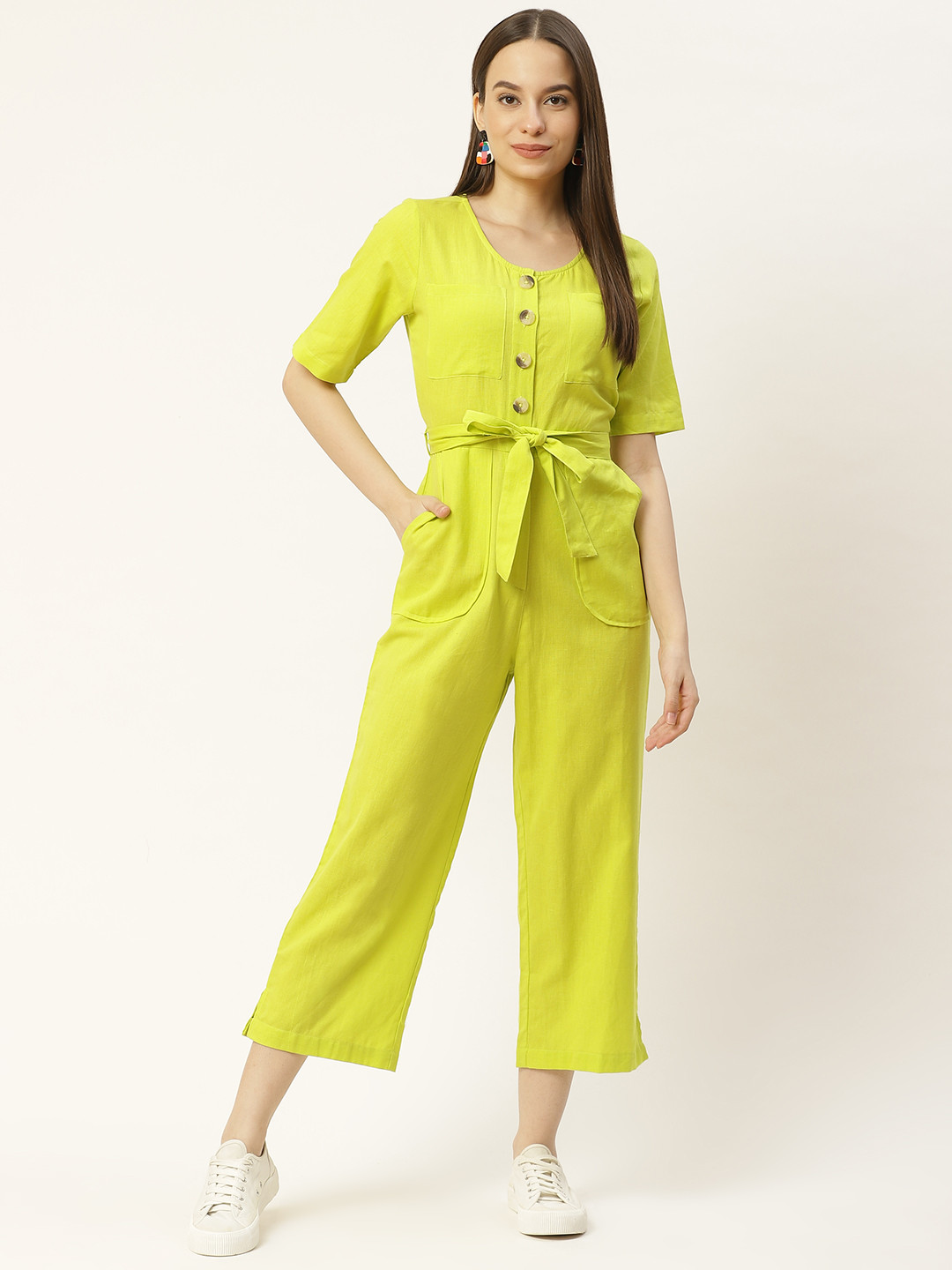 Aayna Lime Green Linen Culotte Jumpsuit
Aayna Lime Green Linen Culotte Jumpsuit