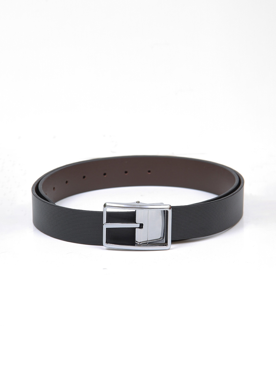 Calvadoss Men Black Textured Leather Formal Belt