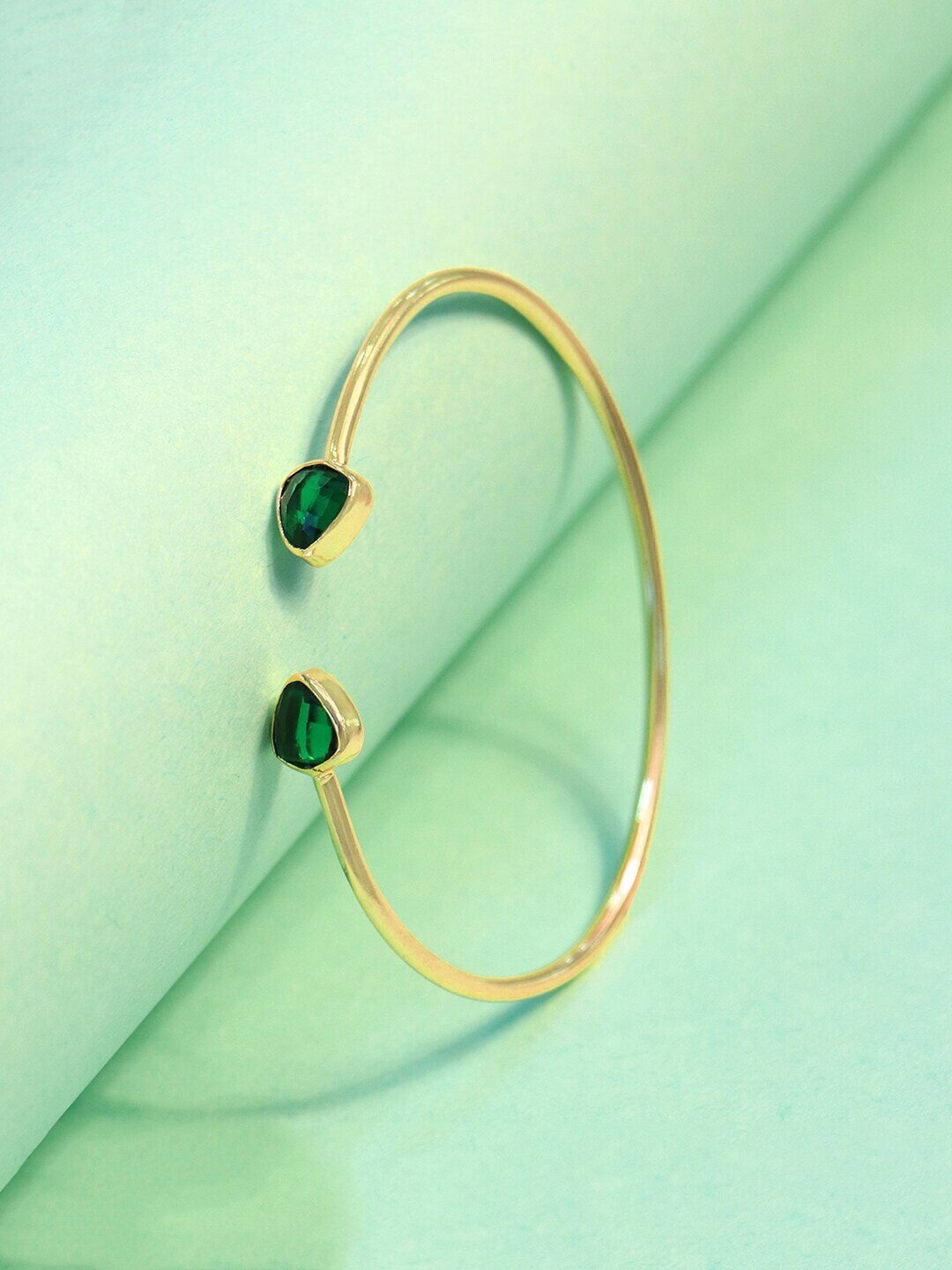 March by FableStreet Women Gold-Plated & Green Brass Crystals Handcrafted Cuff Bracelet
March by FableStreet Women Gold-Plated & Green Brass Crystals Handcrafted Cuff Bracelet