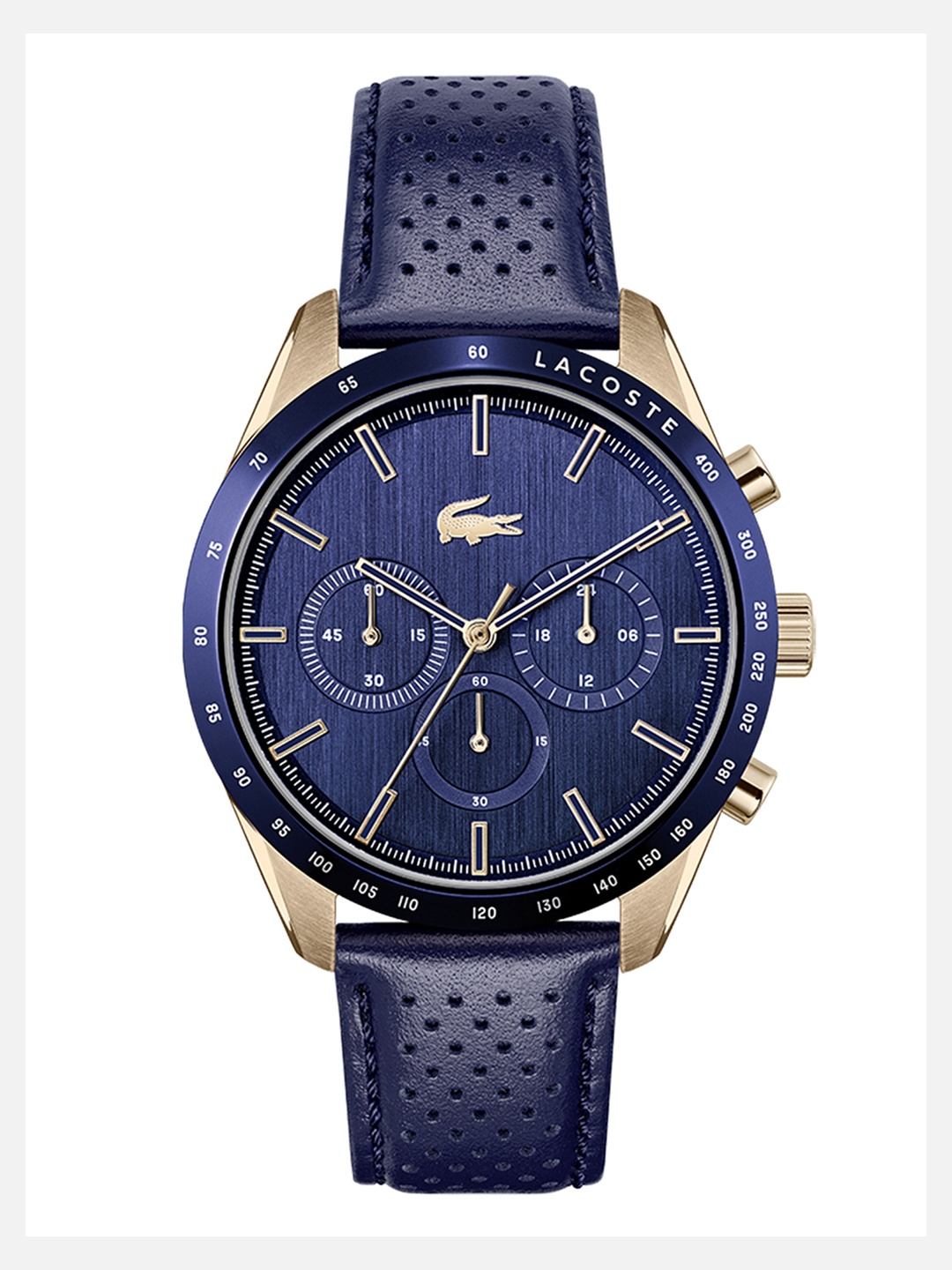 Lacoste Men Blue Brass Dial & Blue Leather Straps Analogue Chronograph Watch 2011111
Lacoste Men Blue Brass Dial & Blue Leather Straps Analogue Chronograph Watch 2011111